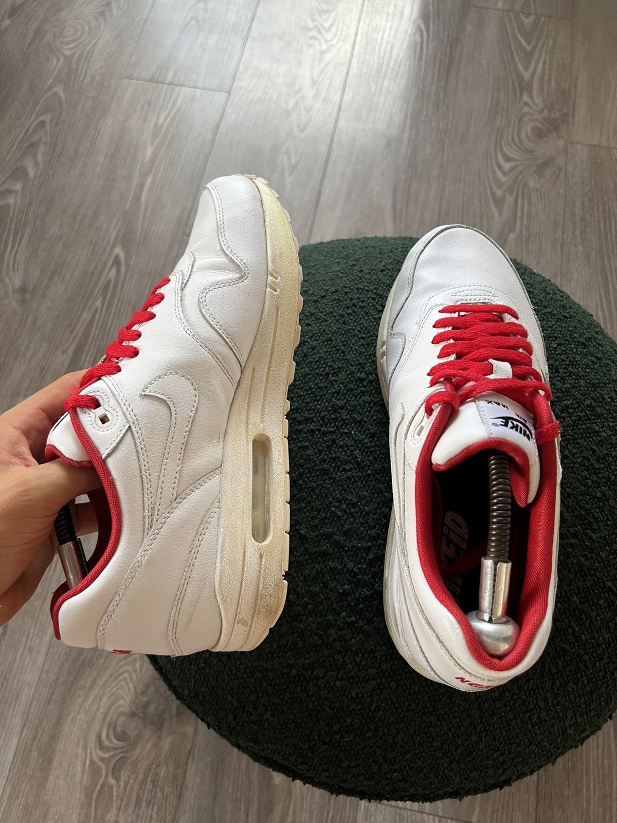 Nike ‼️Rare Nike ID Air Max 1 White/Red “Giga Nord” Sneakers‼️ Size US 9.5 / EU 42-43 - 16 Thumbnail