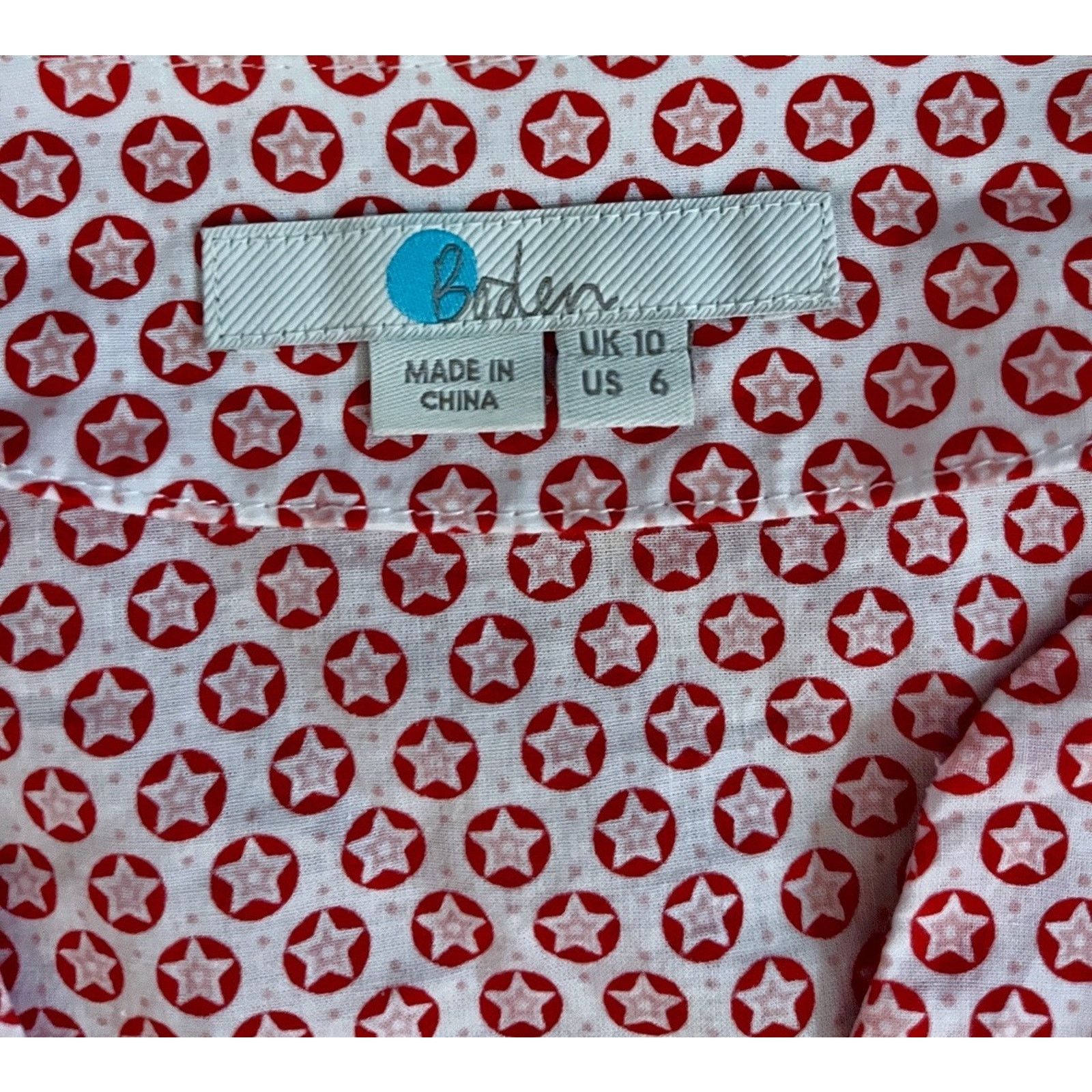 Boden Boden Top Womens Size 6 Red Pullover Boho Star Print Blouse Size M / US 6-8 / IT 42-44 - 7 Thumbnail