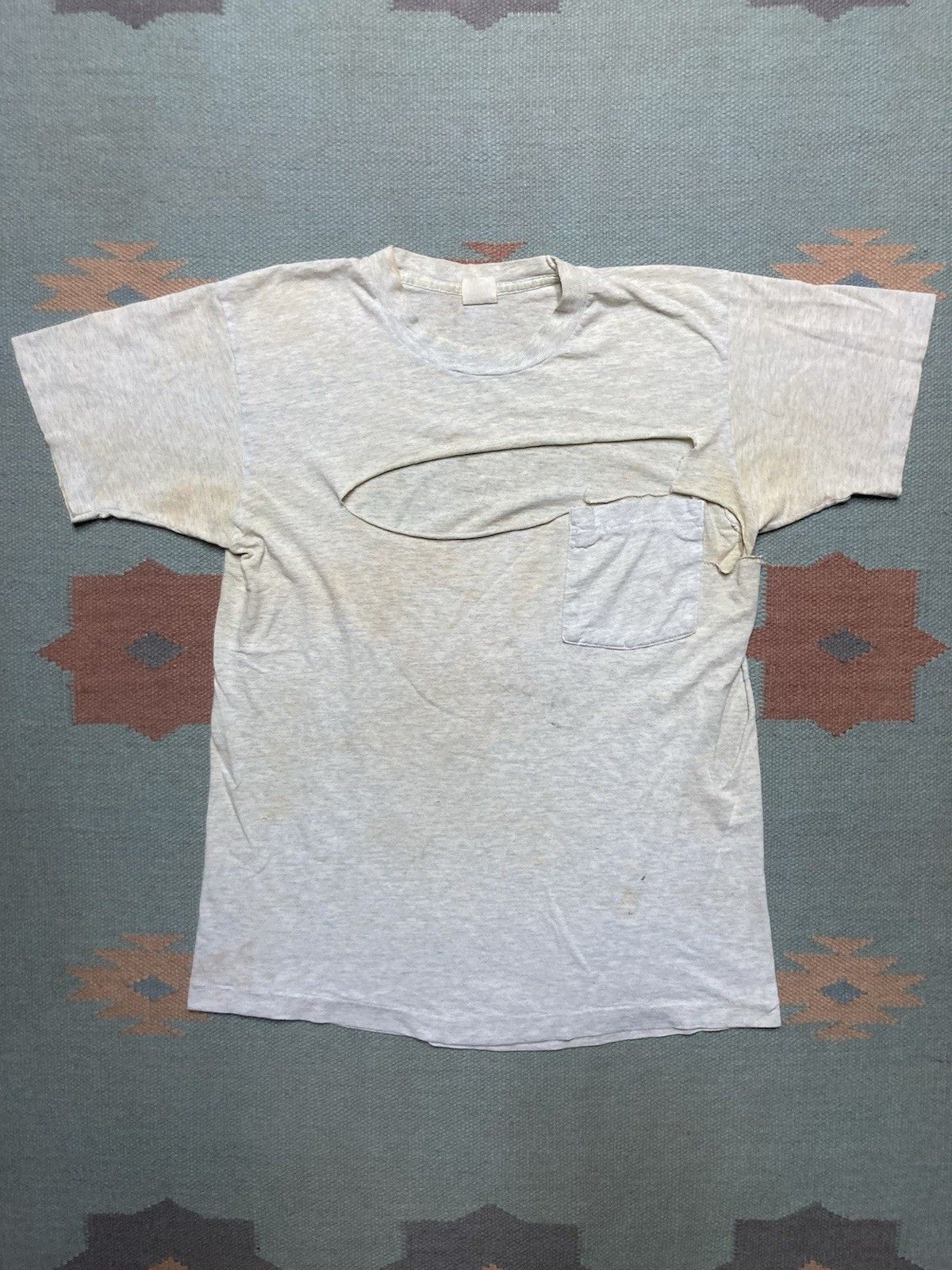 Fruit Of The Loom × Vintage 80s pocket t shirt fruit of the loom gray distressed medium Size US M / EU 48-50 / 2 - 1 Thumbnail