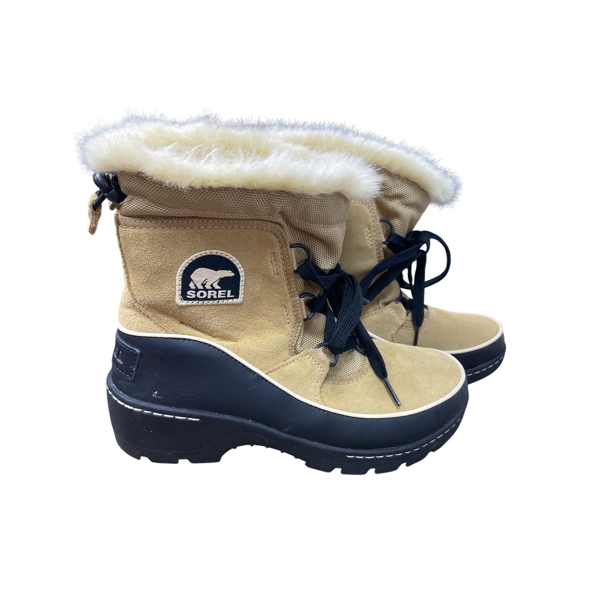 SOREL Sorel Womens brown black leather Faux Fur Waterproof Winter Size US 7.5 / IT 37.5 - 16 Thumbnail