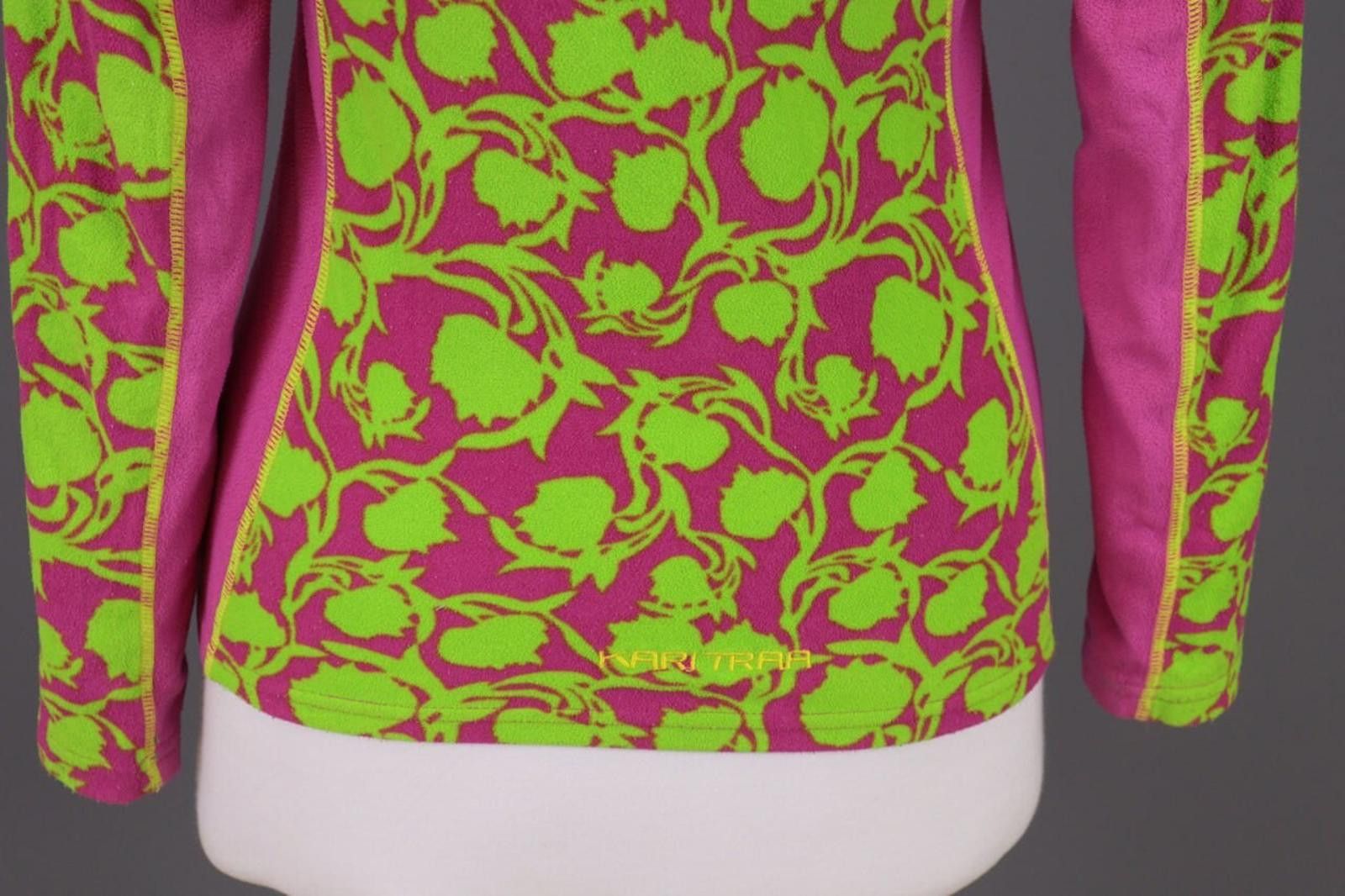 Designer Kari Traa Green Floral Full Zip Fleece Jacket Size S Size S / US 4 / IT 40 - 10 Thumbnail