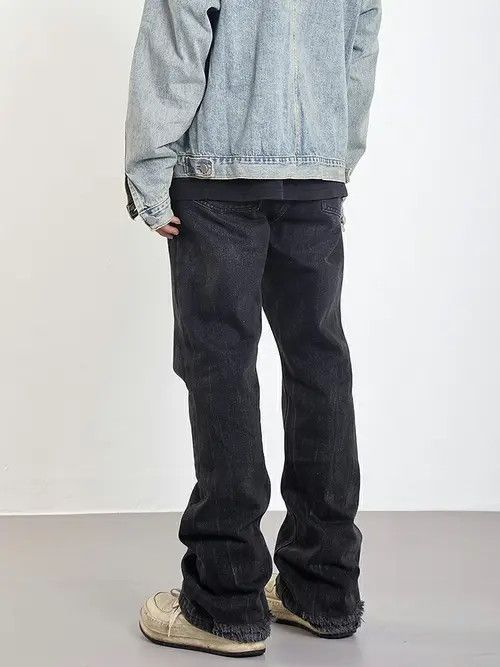 VIBE distressed flared fade jeans