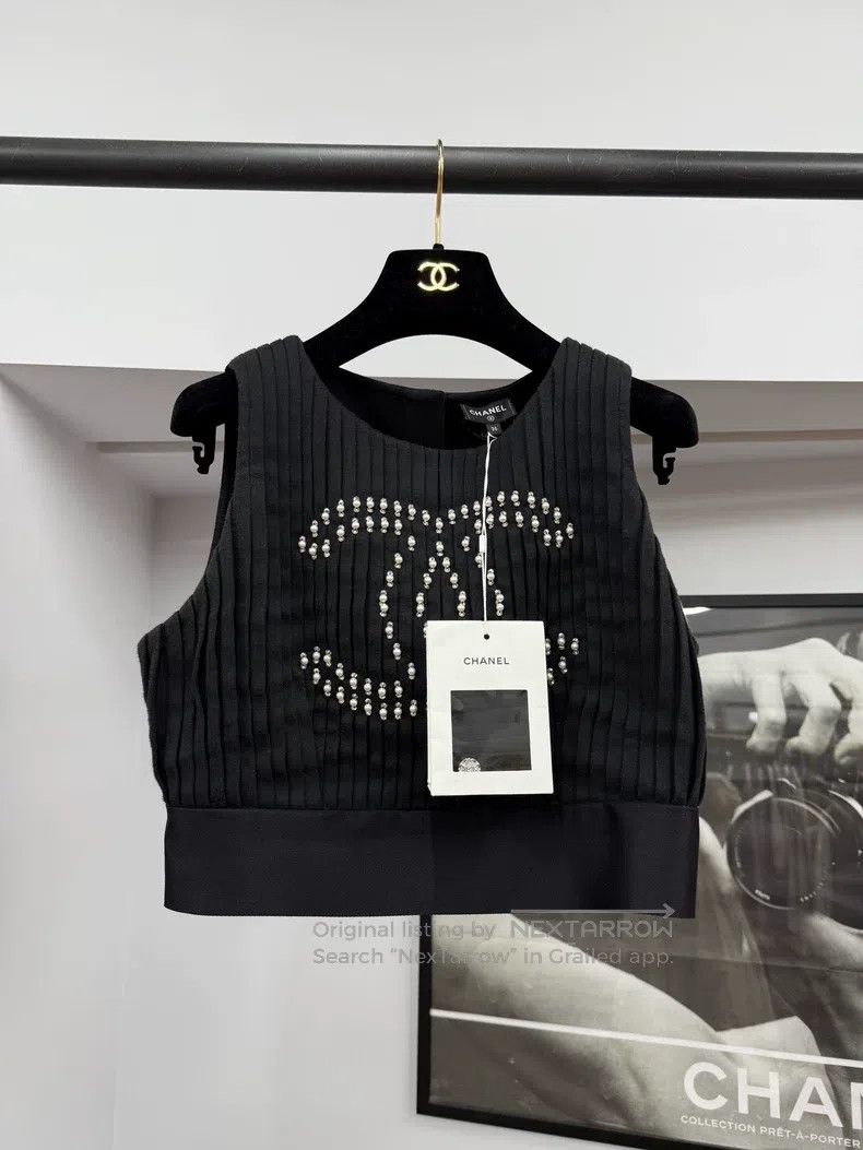 Chanel Chanel Black pearl rhinestone large double C large logo ve Size XS / US 0-2 / IT 36-38 - 1 Thumbnail