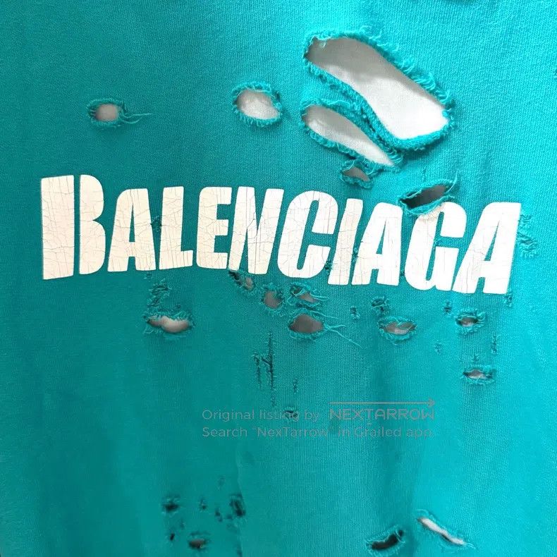Balenciaga Balenciaga Double Layer Destroyed Hooded Sweatshirt Size US XS / EU 42 / 0 - 5 Thumbnail