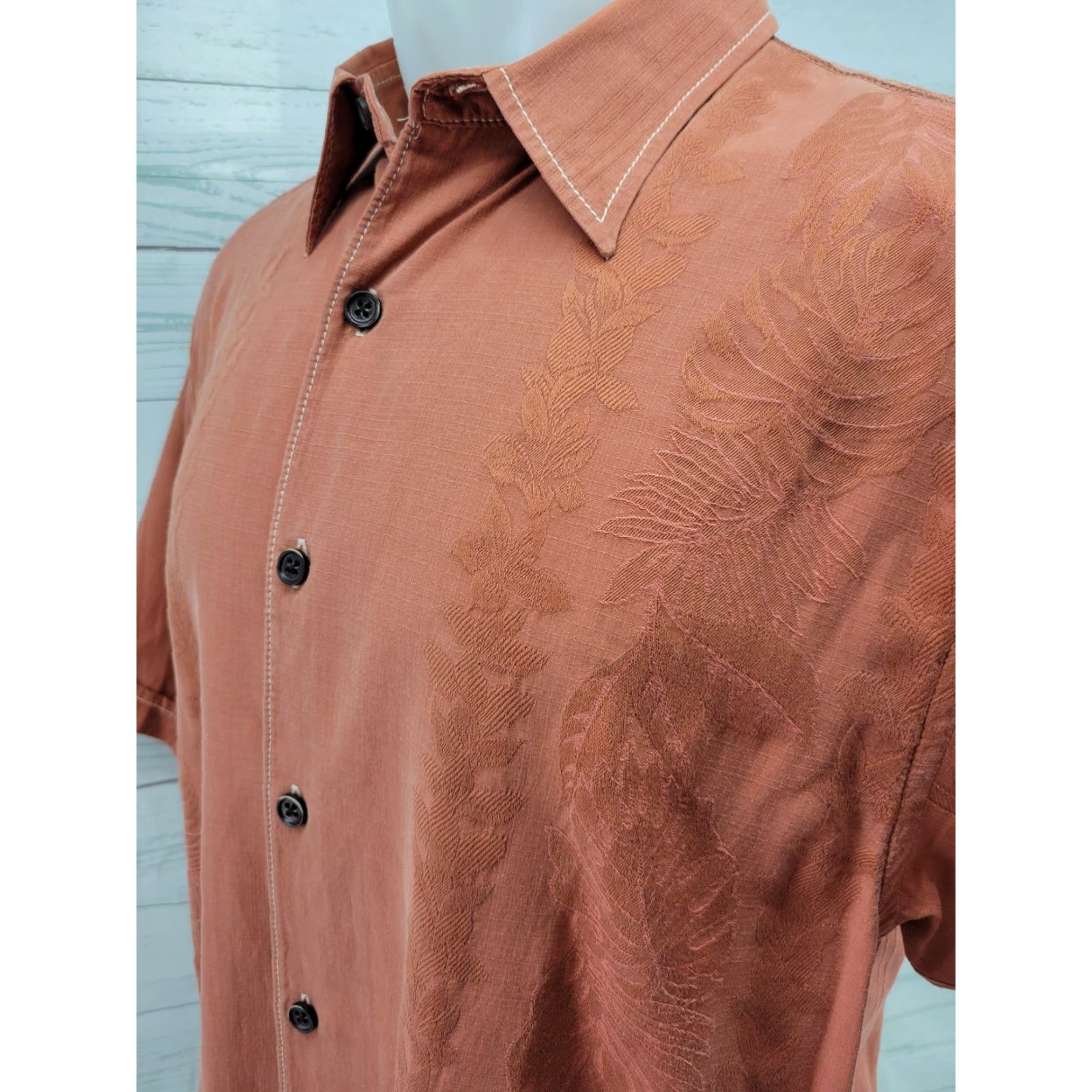 Tommy Bahama TOMMY BAHAMA Silk Blend Hawaiian Camp Shirt Men Large Orange-Floral Shirt Size US L / EU 52-54 / 3 - 3 Thumbnail