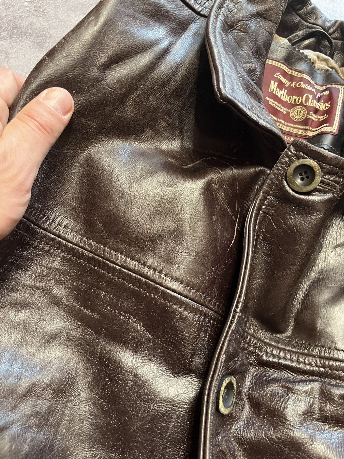 Marlboro Classics Vintage Leather USED Marlboro leather car coat jacket Size US XL / EU 56 / 4 - 4 Thumbnail