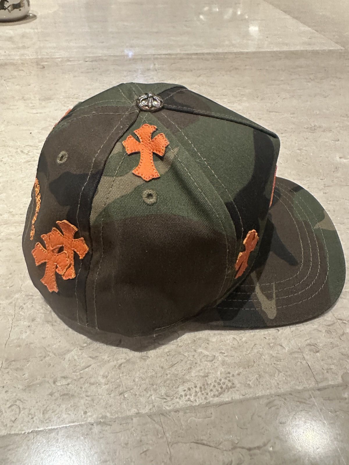 Chrome Hearts Camo Orange Cross Patch Trucker Hat