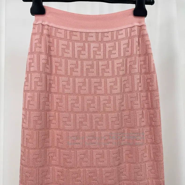 Fendi Pink Printed Monogram Knitted Skirt