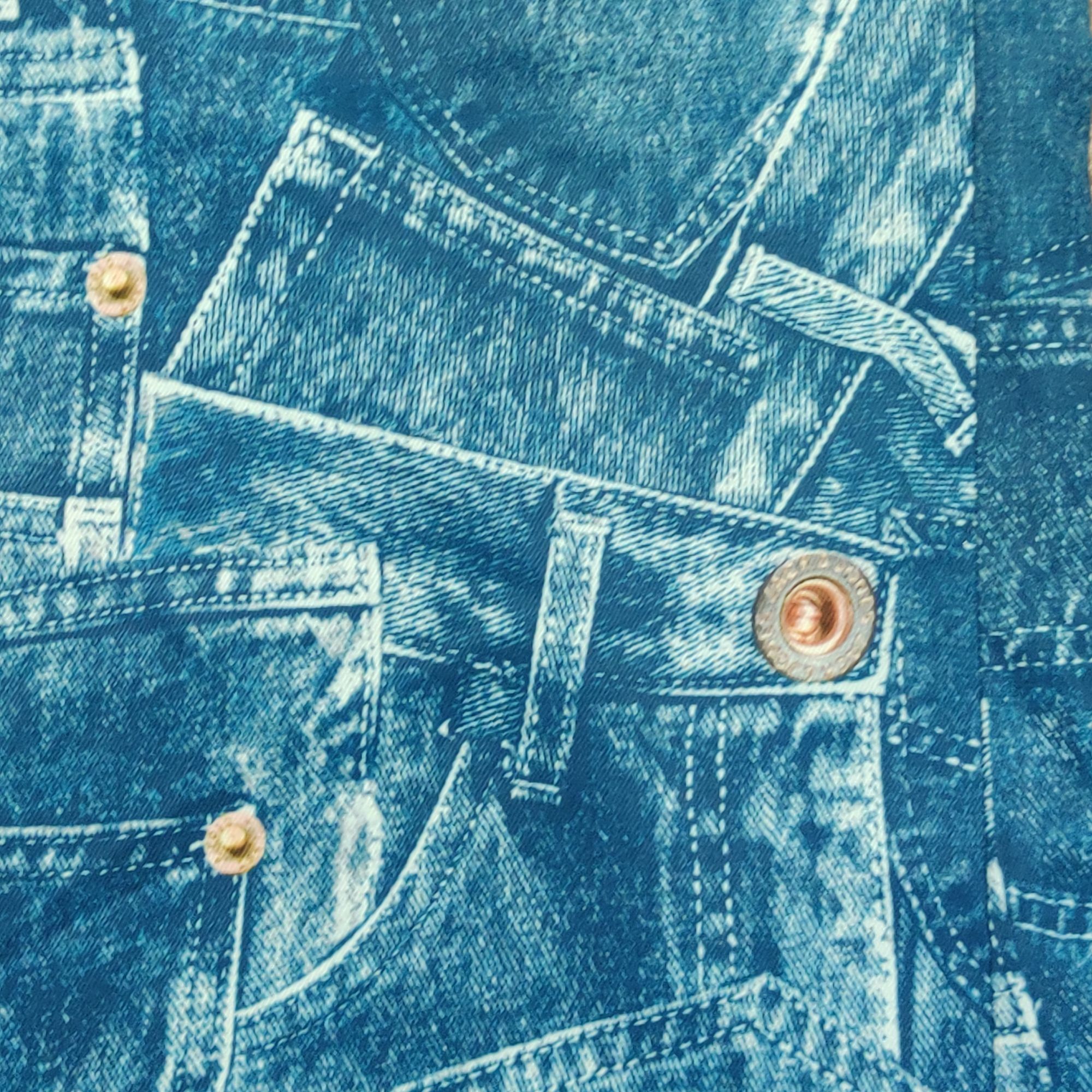 Other Shein Womens Pants Blue Jean Print Ultra Low Rise Flare Half Size 26" / US 2 / IT 38 - 7 Thumbnail