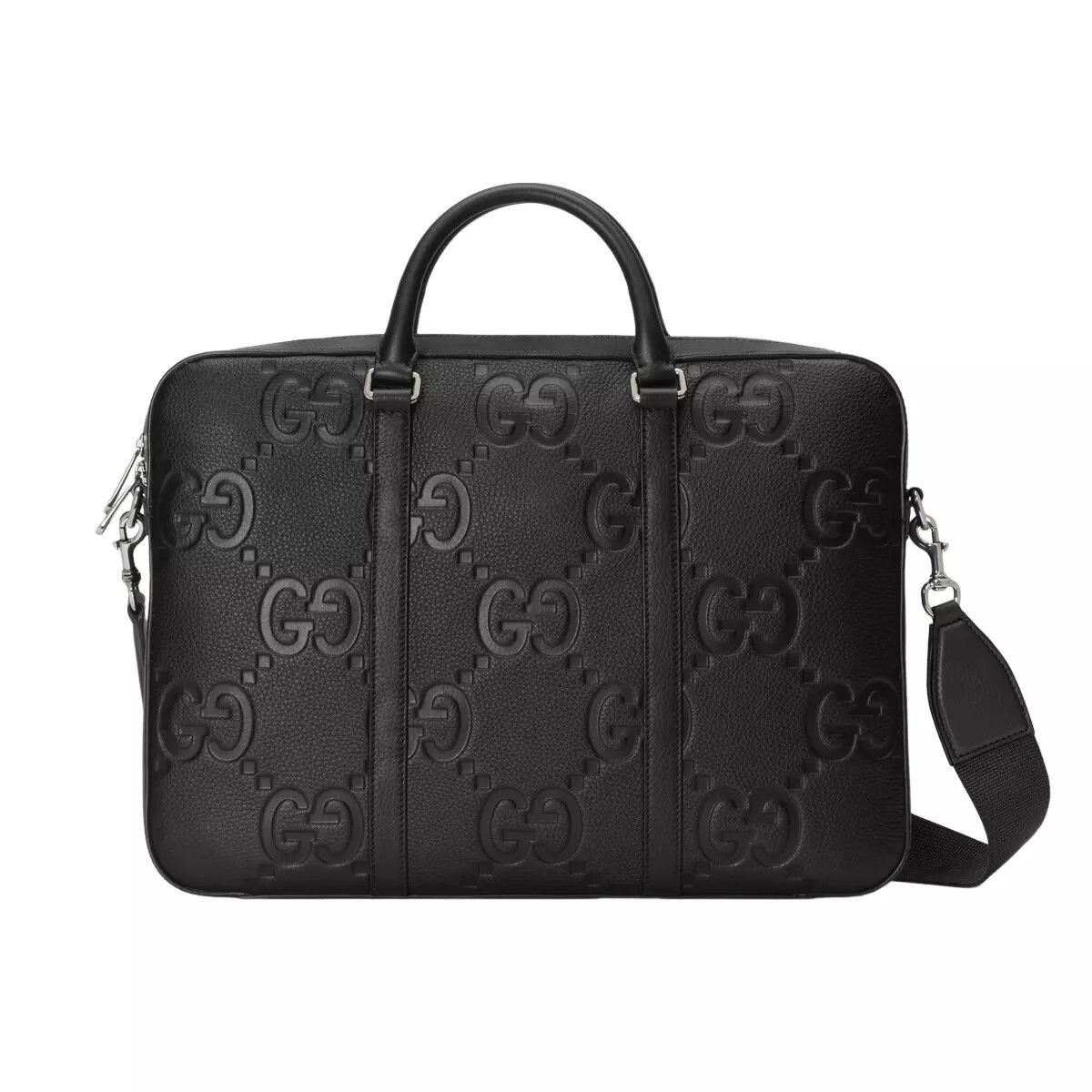 GUCCI $3100 Black GG Leather Briefcase New & Authentic