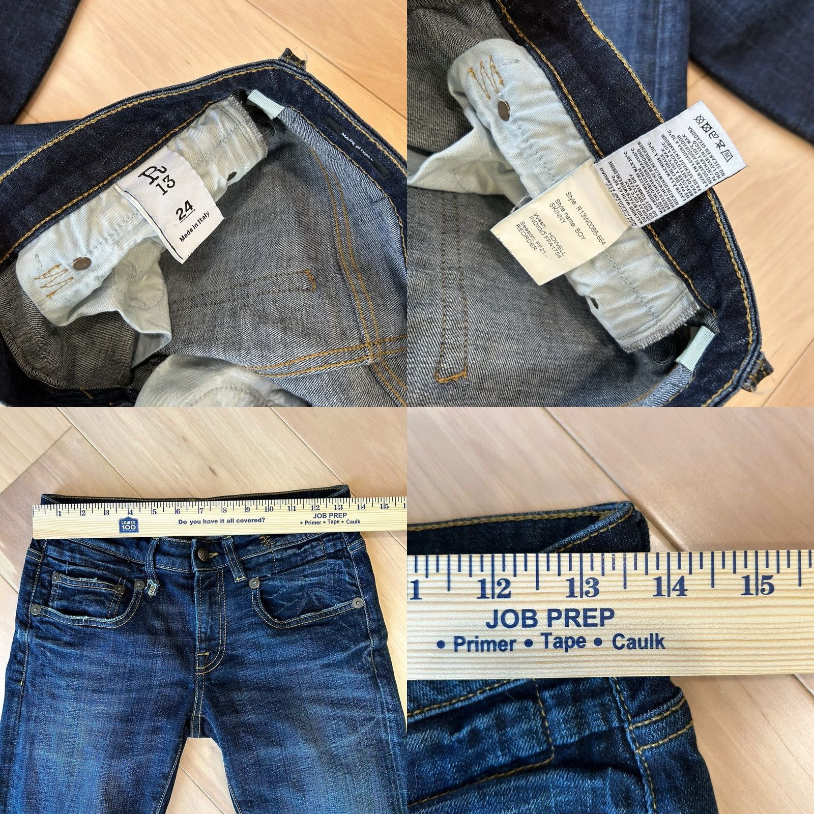 R13 R13 Indigo Denim Blue Jean Skinny Boy Howell Made Italy 27x26 Women’s Size 27" / US 4 / IT 40 - 8 Thumbnail