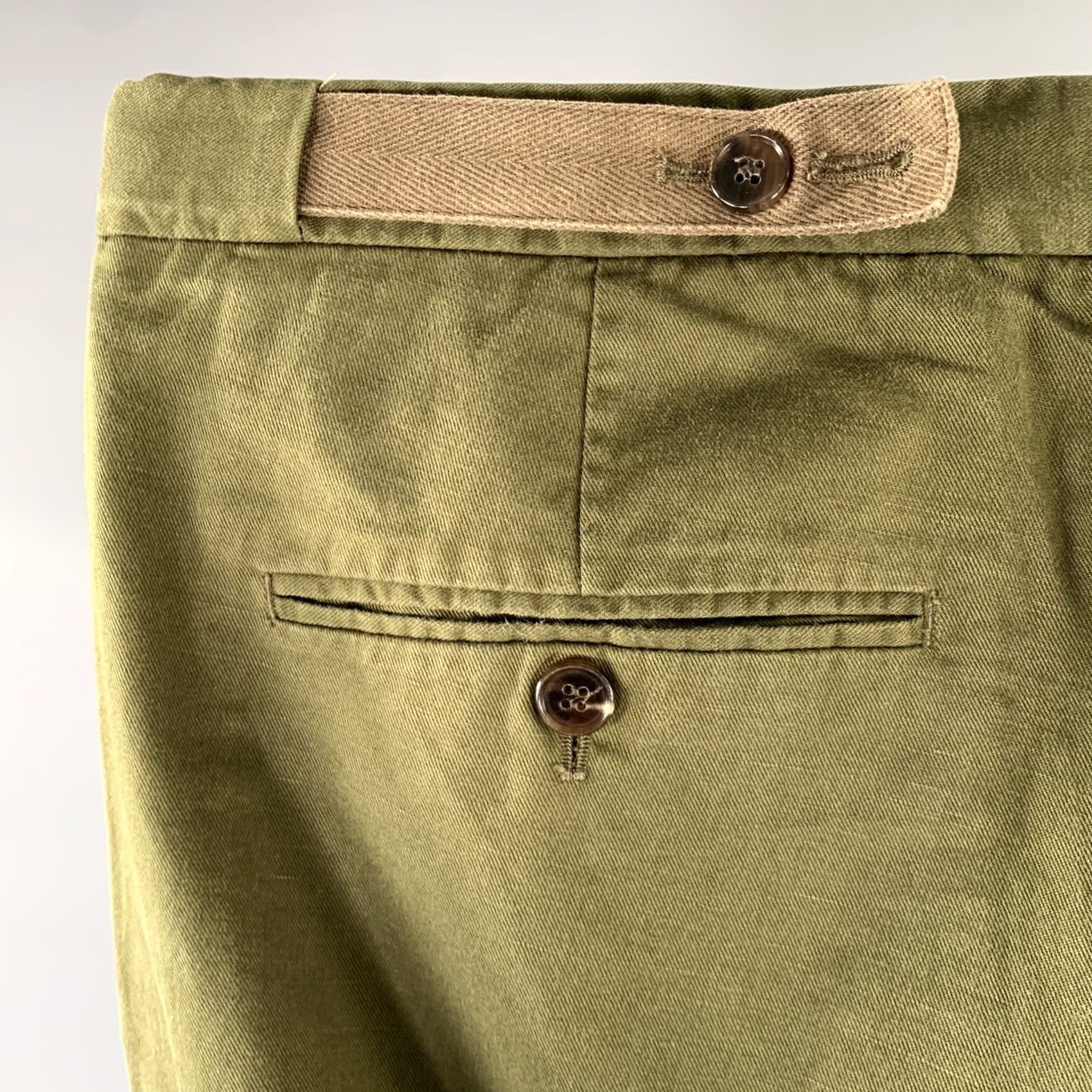 Maison Margiela MAISON MARGIELA Pants Green Olive Twill Cotton Linen Straight 36 Men Adult Inseam 32 Size US 36 / EU 52 - 2 Thumbnail