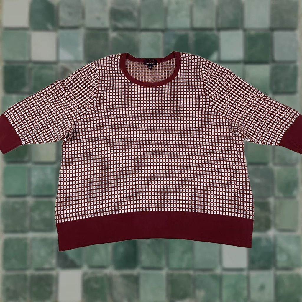 Lands' End VINTAGE Lands' End Womens 3X Burgundy Supima Cotton Grid Knit Crewneck Pullover Sweater Size XXL / US 16-18 / IT 52-54 - 1 Thumbnail