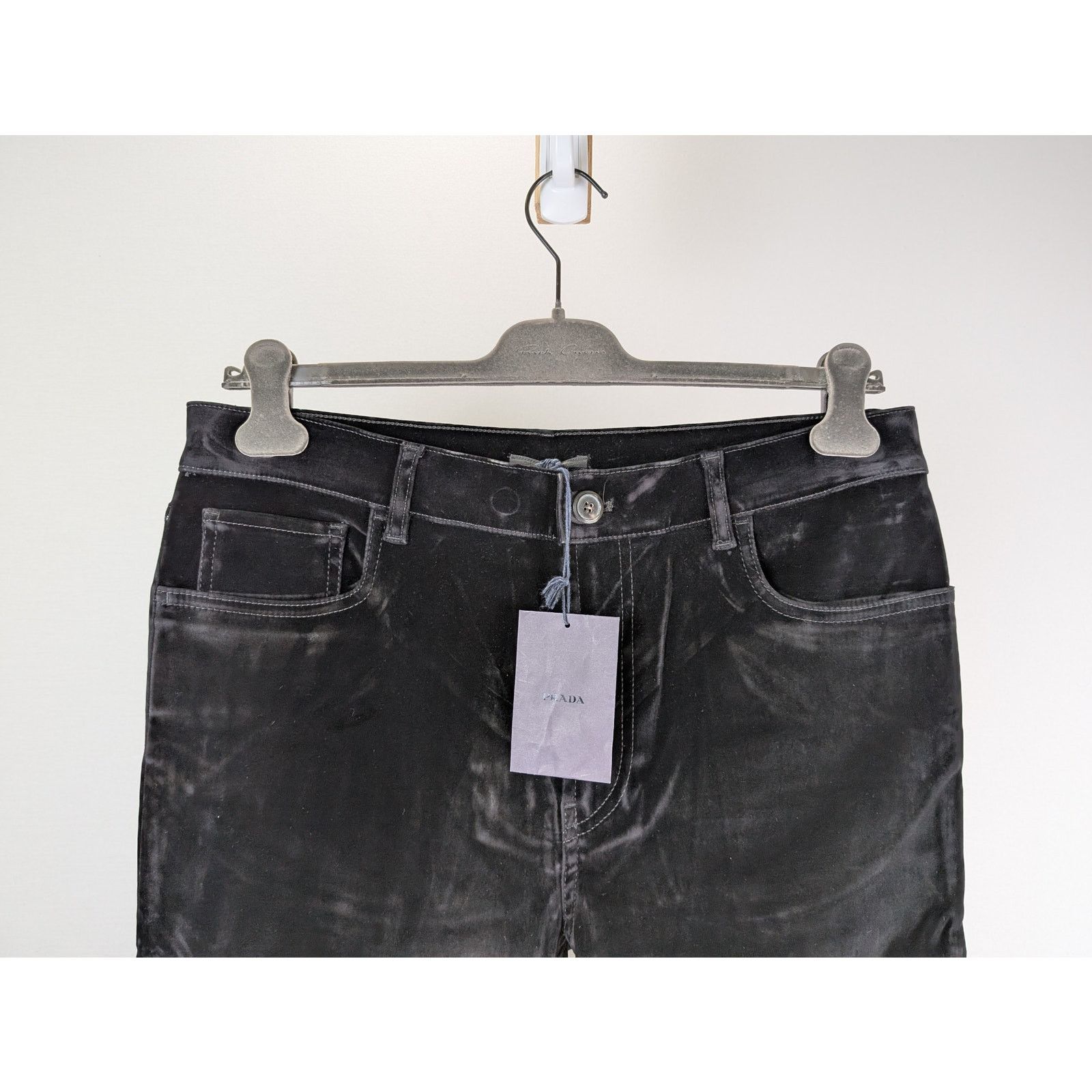 Prada o1rshd1 Velvet Denim Jean Pants in Nero 36 Size US 36 / EU 52 - 4 Thumbnail