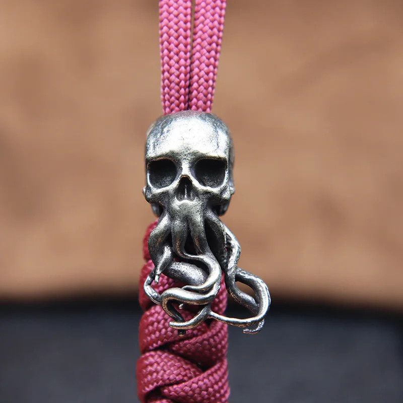 Handmade 2Pcs Octopus Skull Knife Beads Paracord Bead Zipper Umbrella Size ONE SIZE - 2 Thumbnail