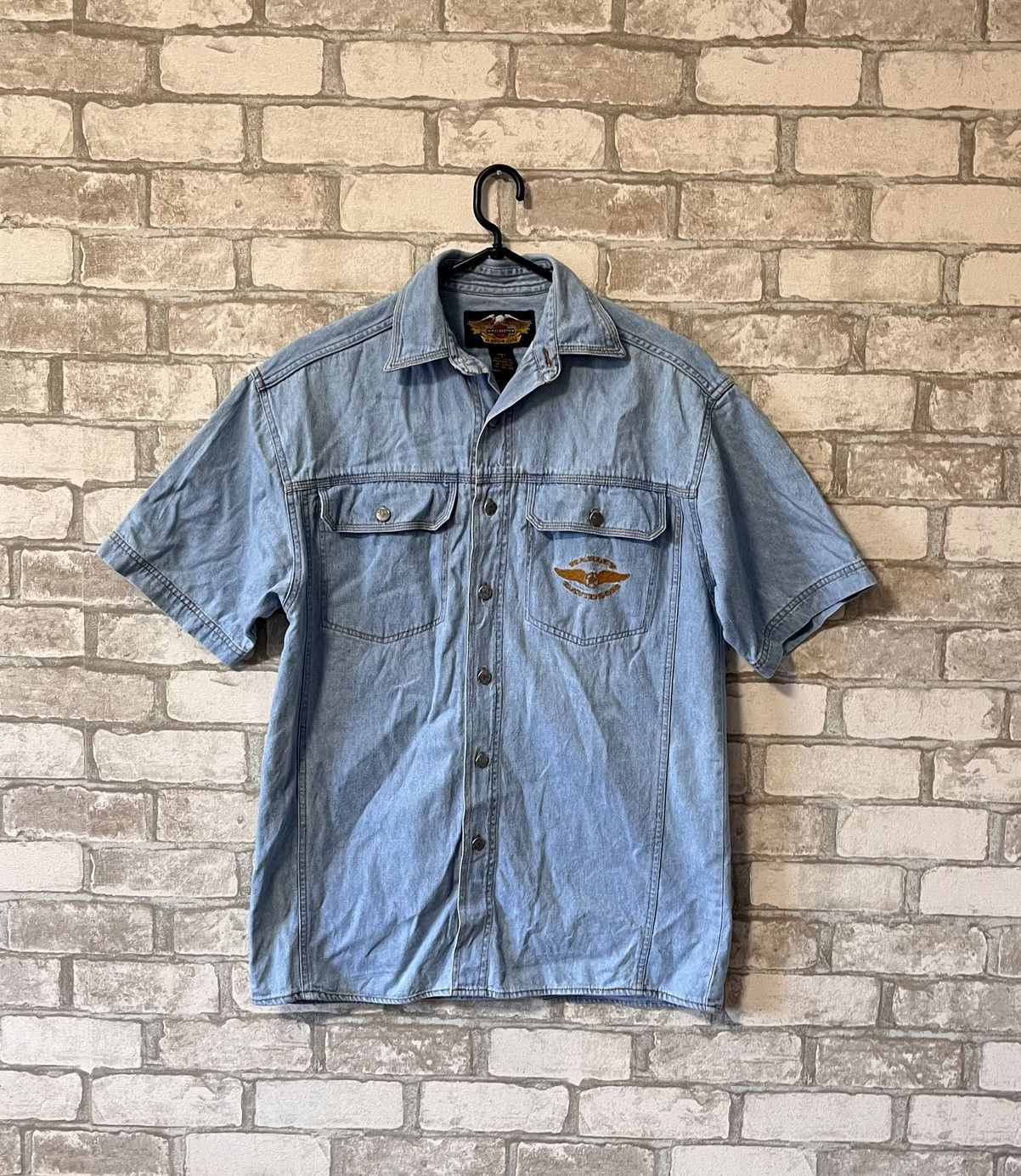 Harley Davidson × Vintage Vintage 90s Harley Davidson Mechanic Denim Buttons Up Shirt Size US S / EU 44-46 / 1 - 1 Thumbnail