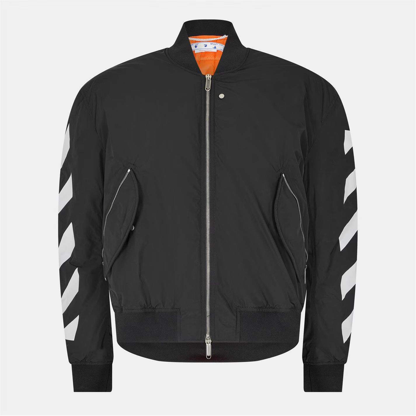 Off-White o1g2r1mq0326 Ribbed Athletic Bomber Jacket in Black/White Size US S / EU 44-46 / 1 - 1 Thumbnail