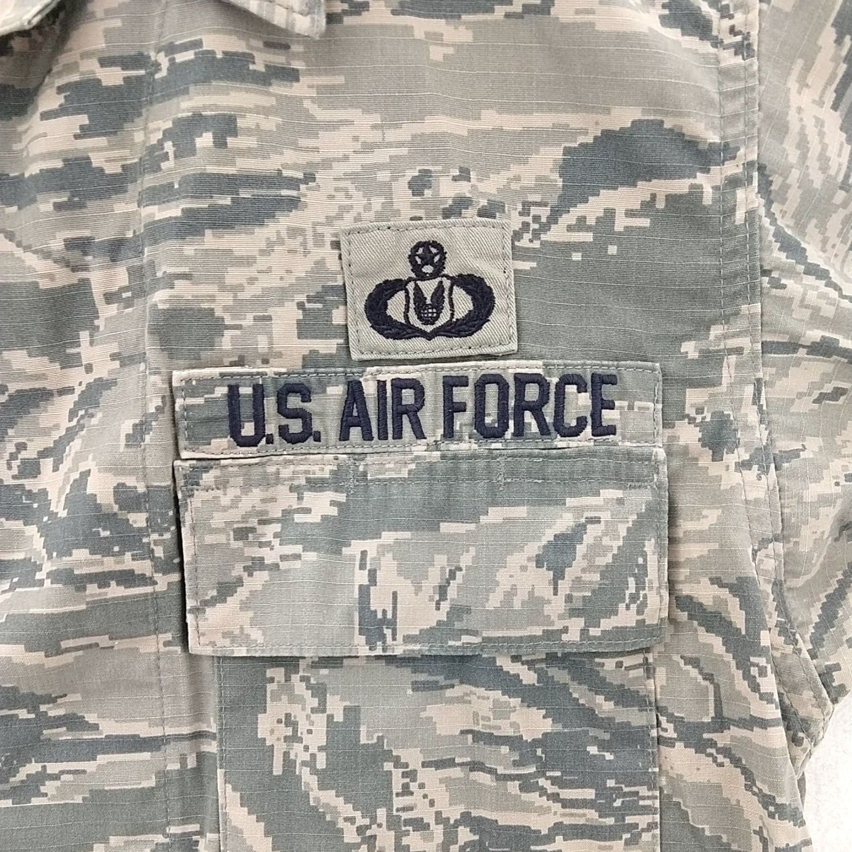 Vintage US Air Force Camouflage Shirt Master Sergeant Tiger Strip Long Sleeve Adult Large Camo Mens Size US L / EU 52-54 / 3 - 3 Thumbnail