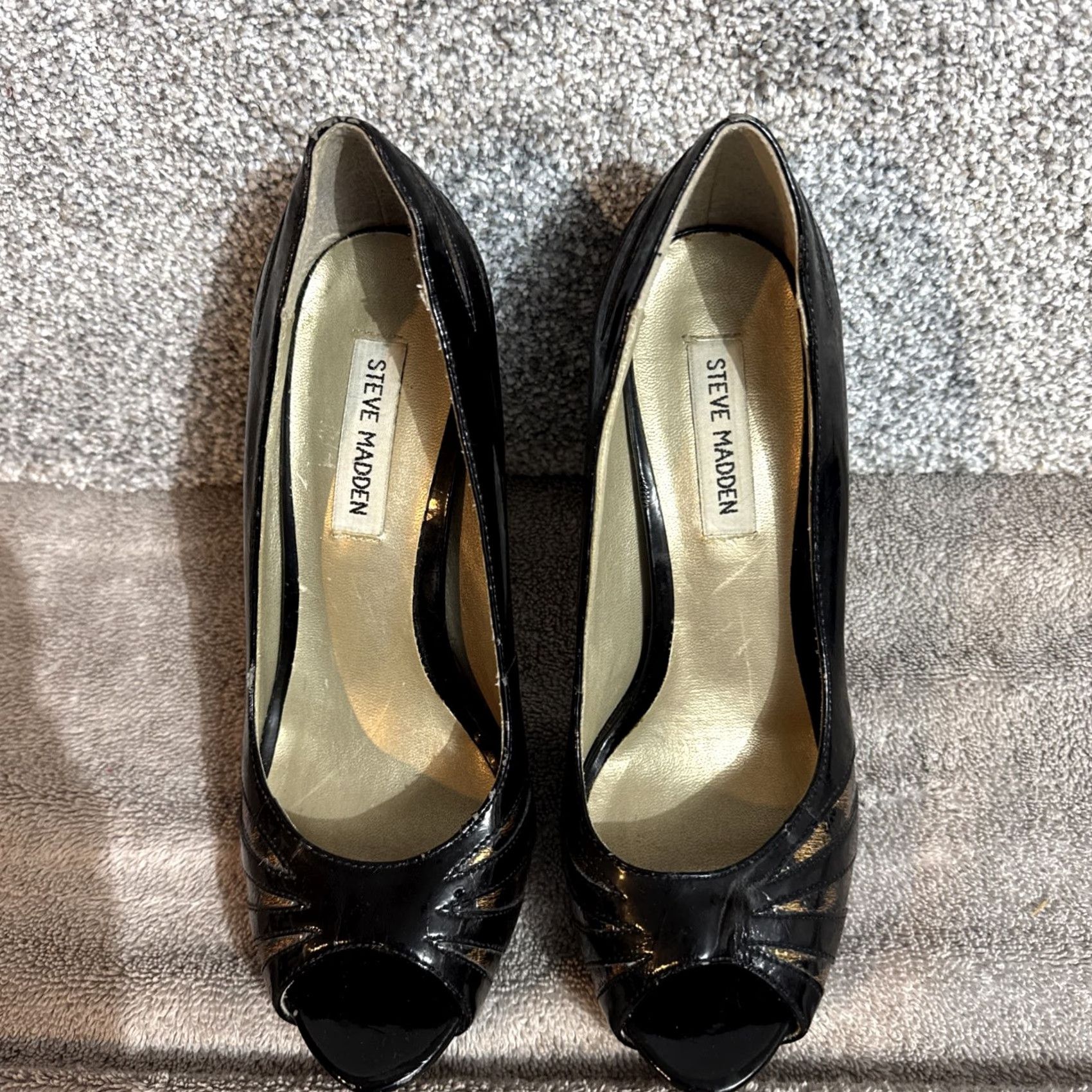 Vintage HIGH Peep Toe Stiletto Womens Size 8 Pump Heel Black Animal Print Party Glam 8 Womens Size US 8 / IT 38 - 4 Thumbnail