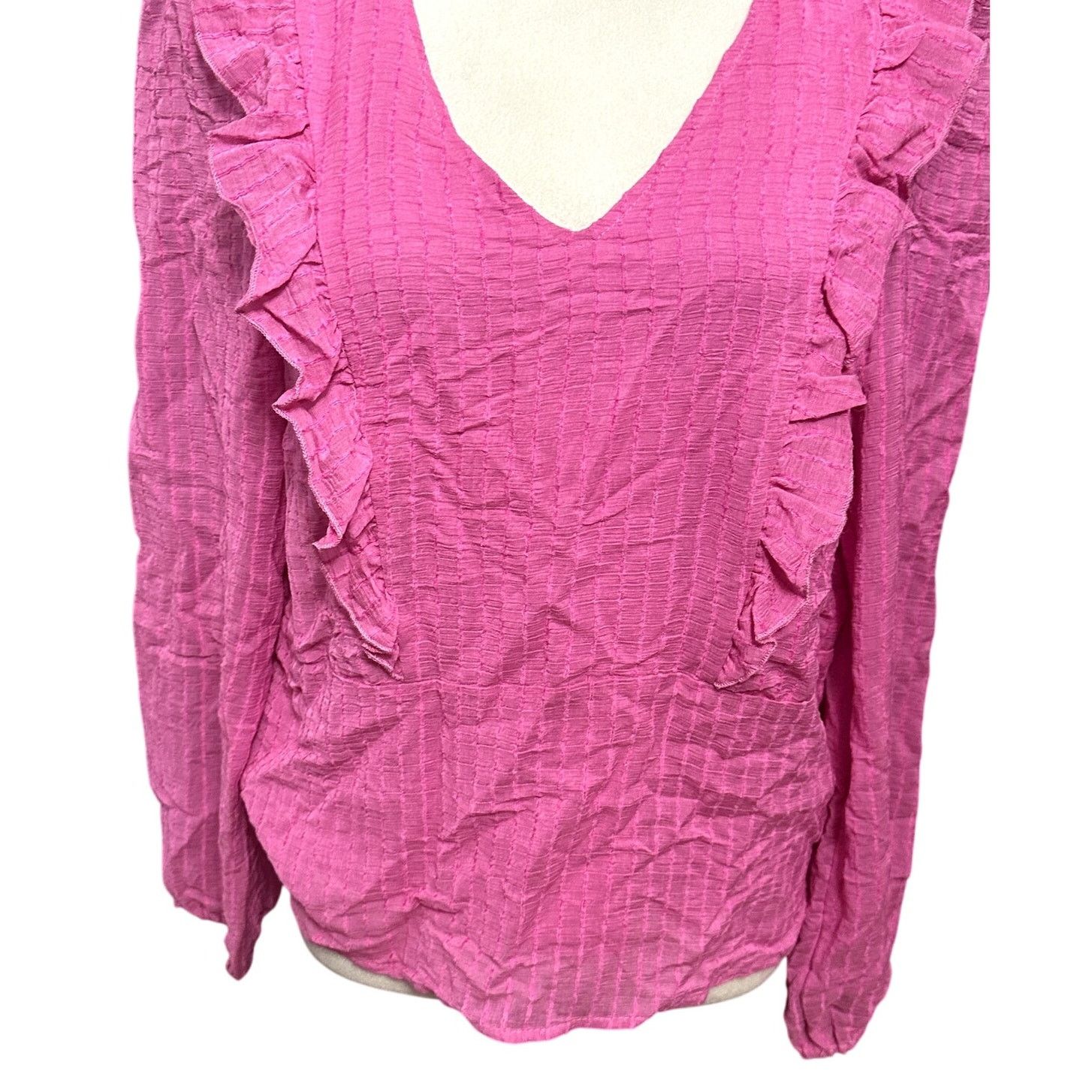 Other Vero Moda V-Neck Blouse Ruffle Striped Pattern Pink S NWOT Size S / US 4 / IT 40 - 3 Thumbnail