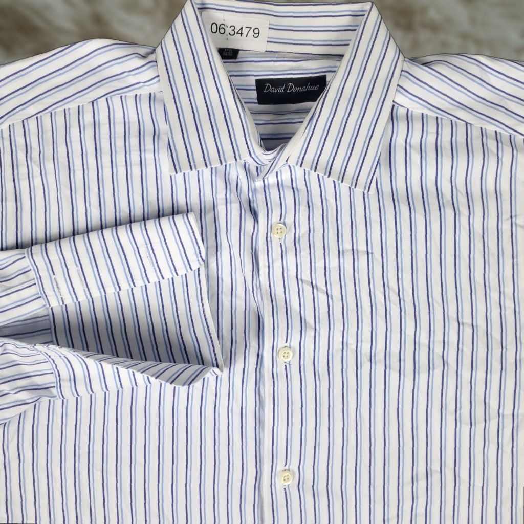 David Donahue Dress Shirt David Donahue Men's Trim-Fit Gingham Dress Shirt  - Blue