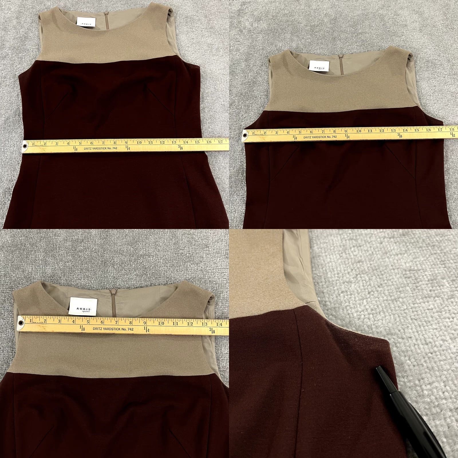 Akris AKRIS PUNTO Dress Womens Size US 6 FR 38 Wool Sheath Color Block Sleeveless Size M / US 6-8 / IT 42-44 - 8 Thumbnail