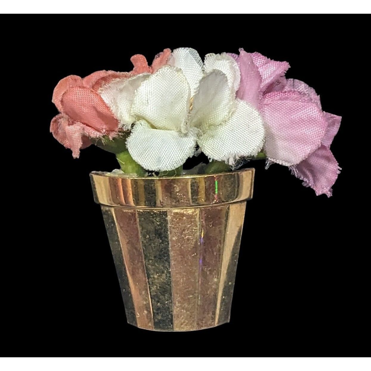 Other Vintage 50s Flower Pot Brooch With Silk Flowers And Faux Pea Size ONE SIZE - 1 Thumbnail