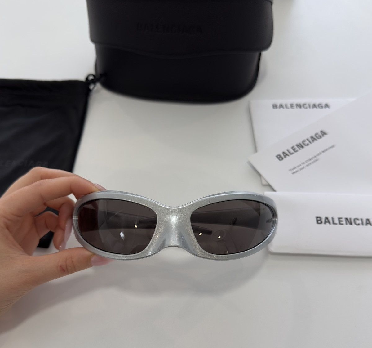 Balenciaga Balenciaga Silver Skin x Cat XL Sunglasses Size ONE SIZE - 3 Thumbnail