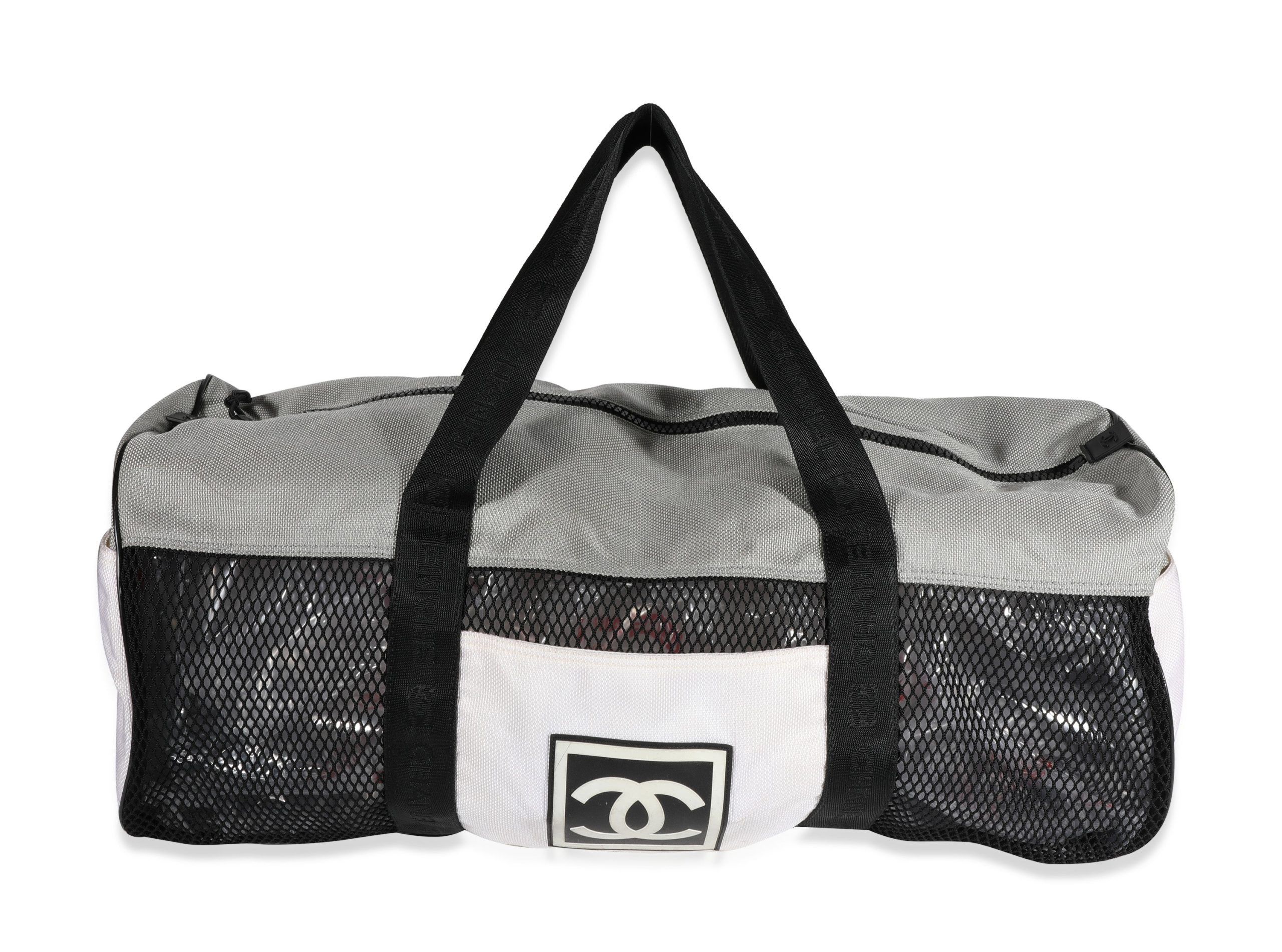 image of Chanel Tricolor Mesh & Canvas Sports Ligne Duffle Bag in Black, Women's