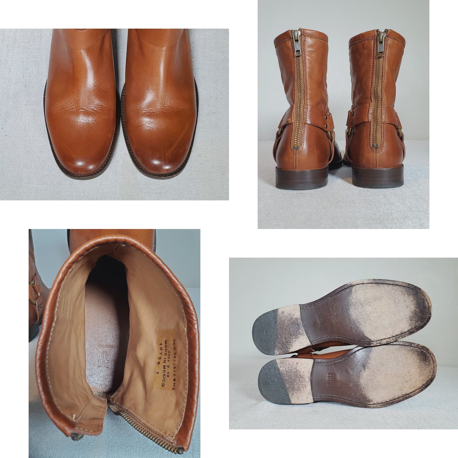 Frye FRYE Phillip Harness Short Ankle Boots Whiskey Brown Leather 70509 Women's US 9.5 B Bootie Size 32" / US 10 / IT 46 - 8 Thumbnail