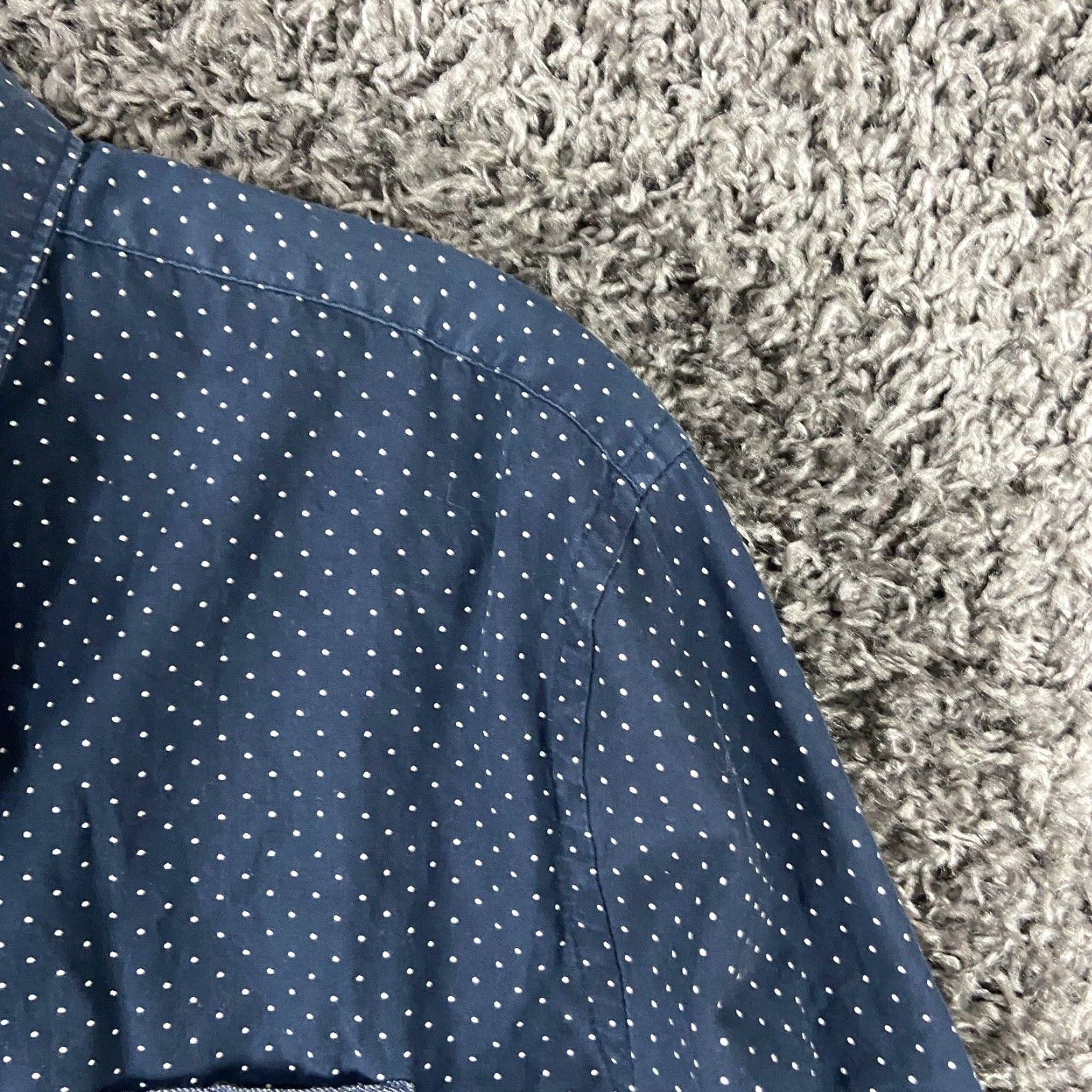 Denime DENIM & FLOWER Men's Button Up Shirt, Polka Dot, Long Sleeve, Size M, Blue, Floral Theme Size US M / EU 48-50 / 2 - 4 Thumbnail