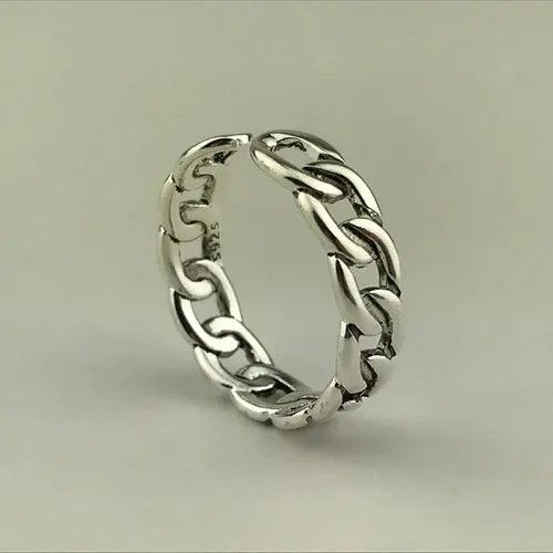Handmade × Jewelry Adjustable Sterling Silver Plated Linked Up Chain Ring Size ONE SIZE - 2 Thumbnail