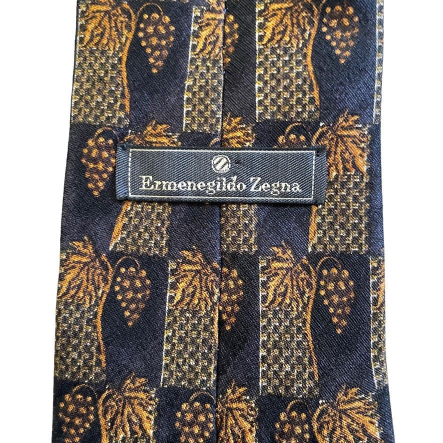 Ermenegildo Zegna Ermenegildo Zegna Exclusive Design Grape Leaf Silk Print Tie Size ONE SIZE - 5 Thumbnail