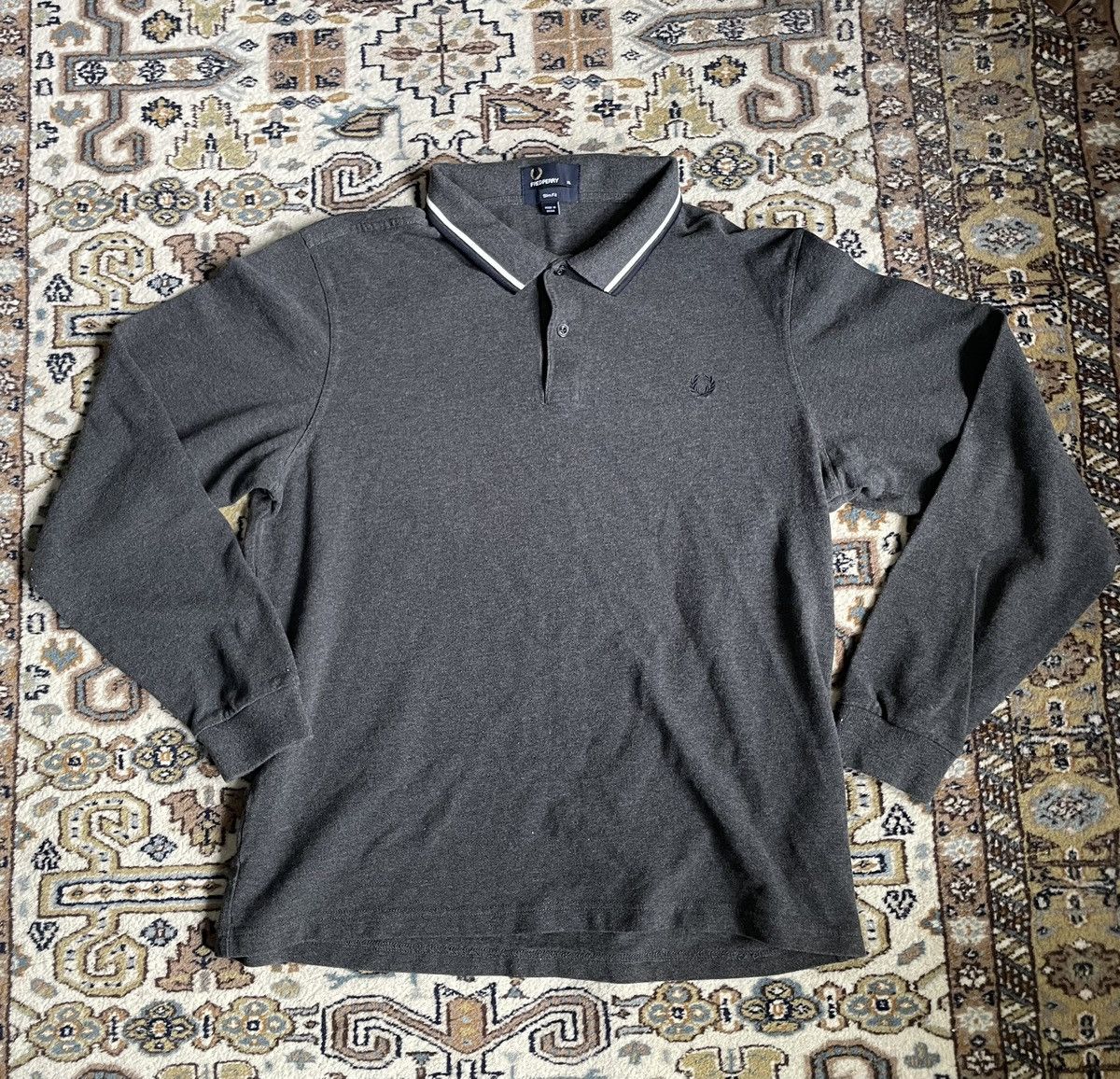 Fred perry long sleeve polo grey deals