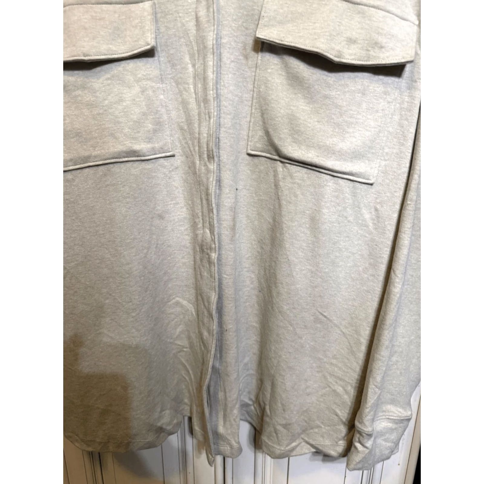Eberjey Eberjey Women's Luxe Sweats Shacket Snap Collared Heather Gray Green Size Medium Size M / US 6-8 / IT 42-44 - 3 Thumbnail
