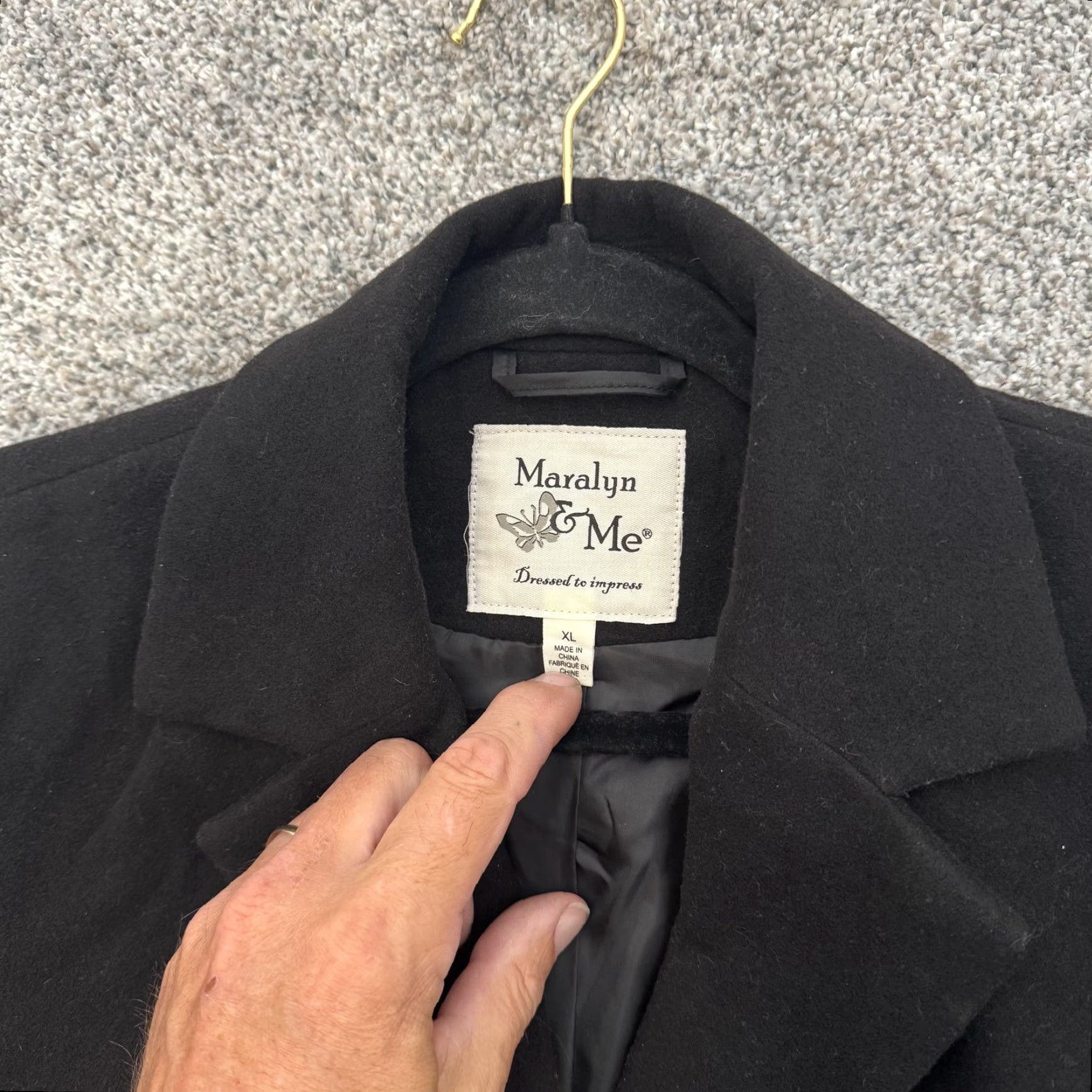 Vintage Maralyn & Me Coat XL Button Front Long Career Pockets Dark Academia Old Money Size XL / US 12-14 / IT 48-50 - 6 Thumbnail