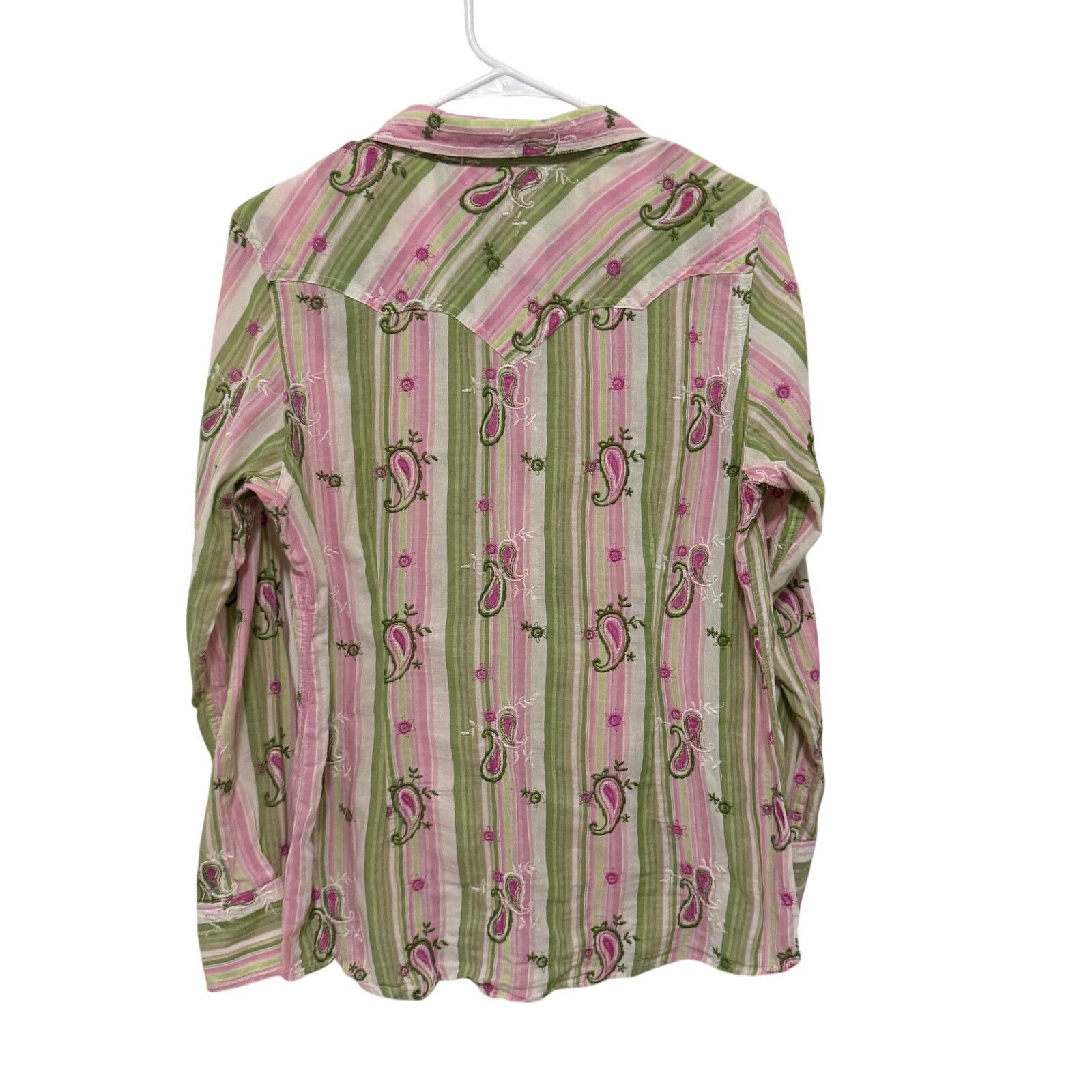 Ariat Ariat Pink Green Pearl Snap Long Sleeve Collar Paisley Shirt Size M / US 6-8 / IT 42-44 - 7 Thumbnail