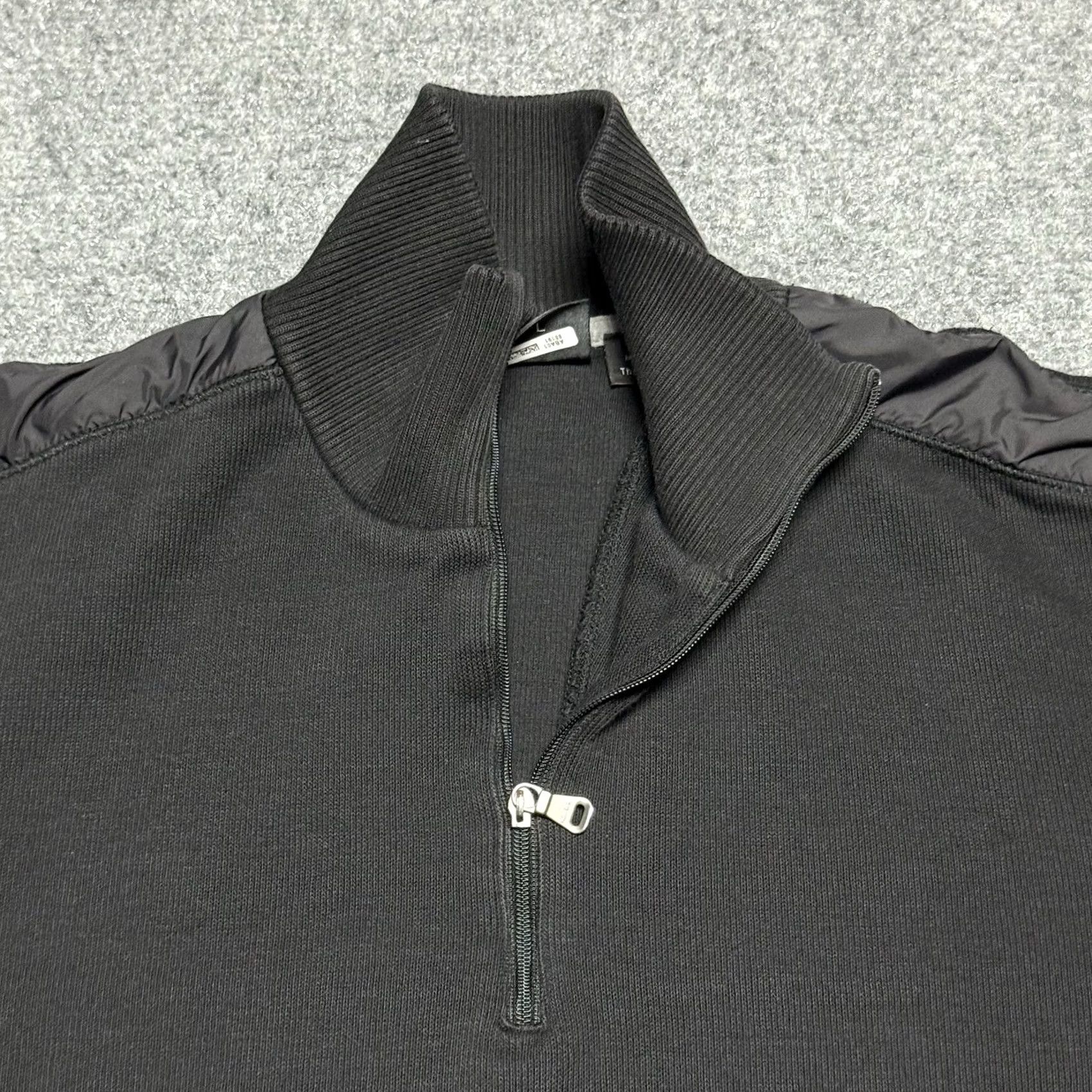 Hugo Boss HUGO BOSS Sweater Mens Large Black 1/4 Zip Sondrio Pullover Knit Sweatshirt Mock Neck Logo Zipper Size US L / EU 52-54 / 3 - 2 Thumbnail