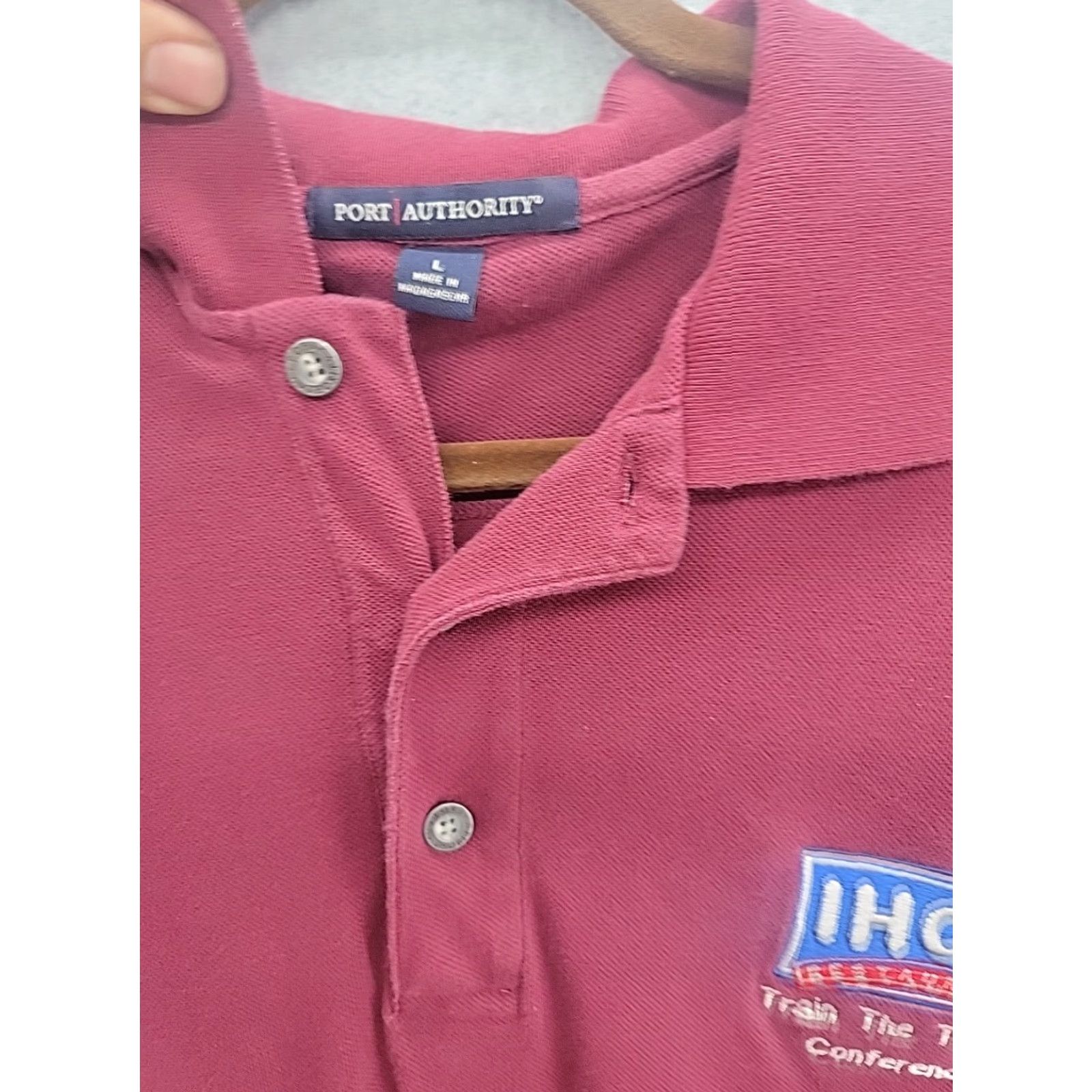 Port Authority IHOP Shirt Long Sleeve Polo Adult Large Train The Trainer Red Cotton Men Size US L / EU 52-54 / 3 - 4 Thumbnail