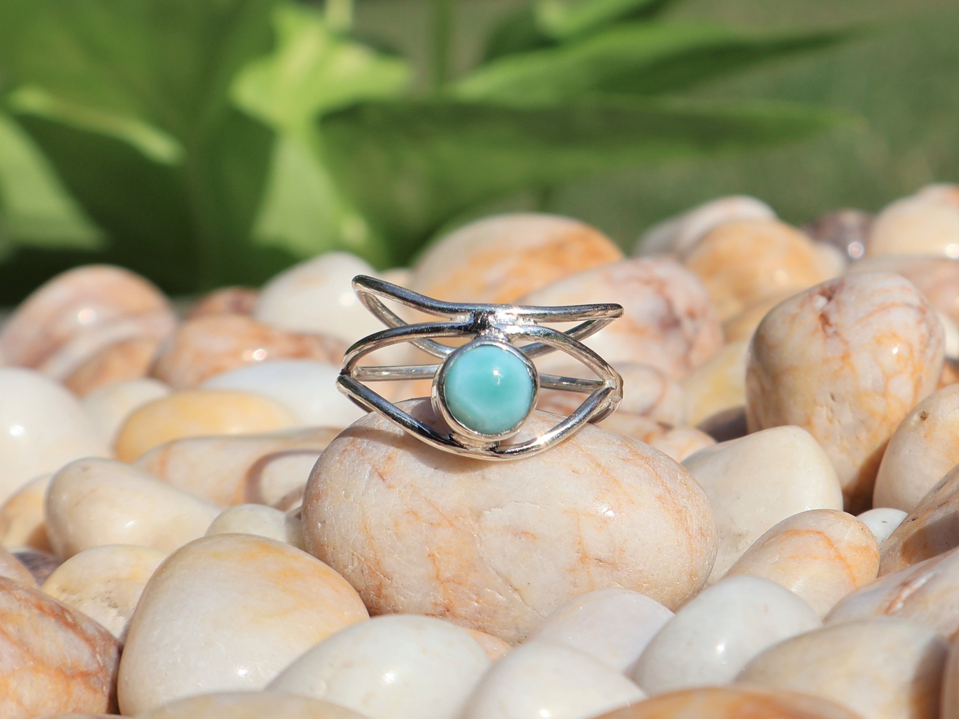 Handmade Larimar Ring, Handmade Women Ring, 925 Sterling Silver Ring Size ONE SIZE - 1 Thumbnail