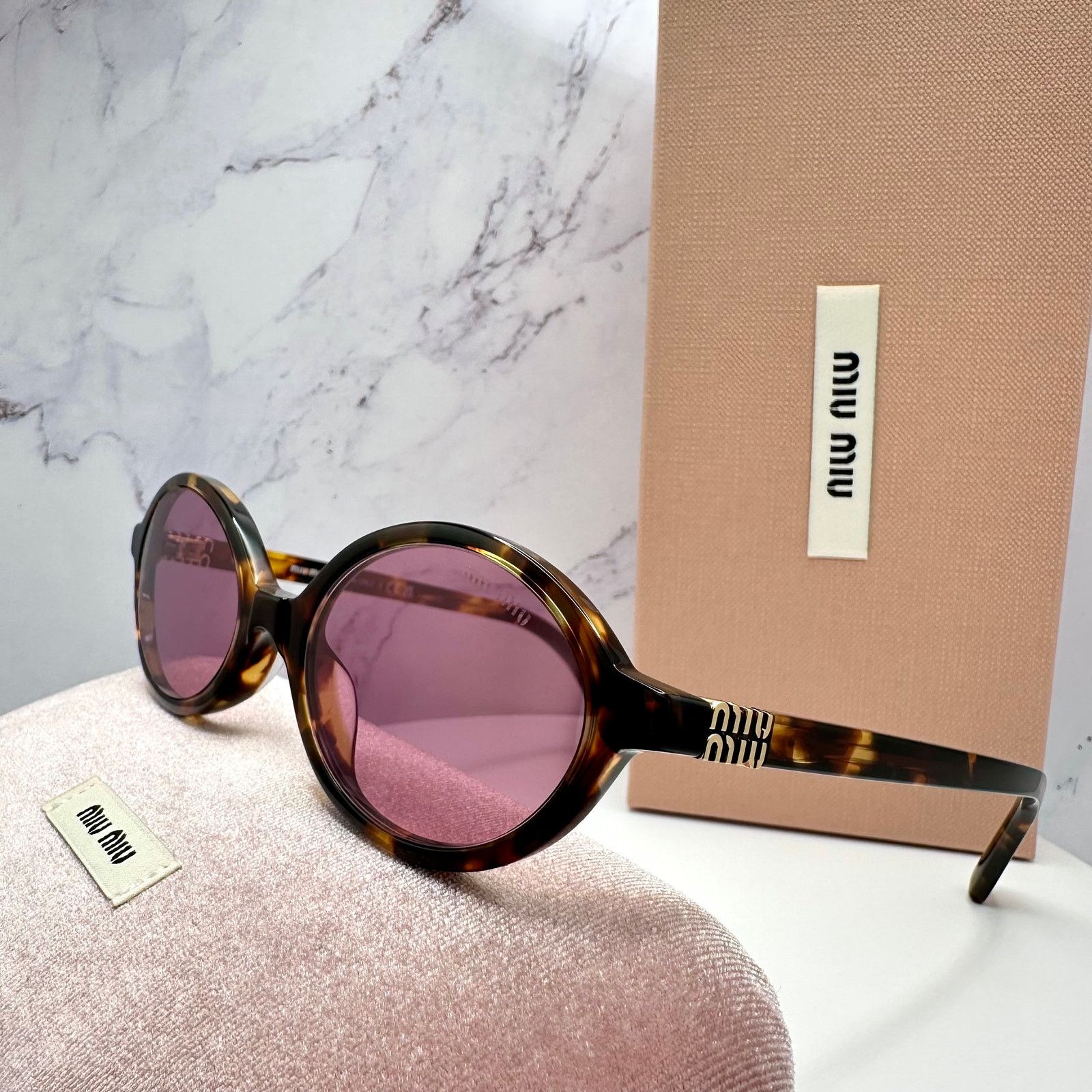 Miu Miu MIU MIU Sunglasses New Brown Gold Metal Logo Authentic Size ONE SIZE - 12 Thumbnail