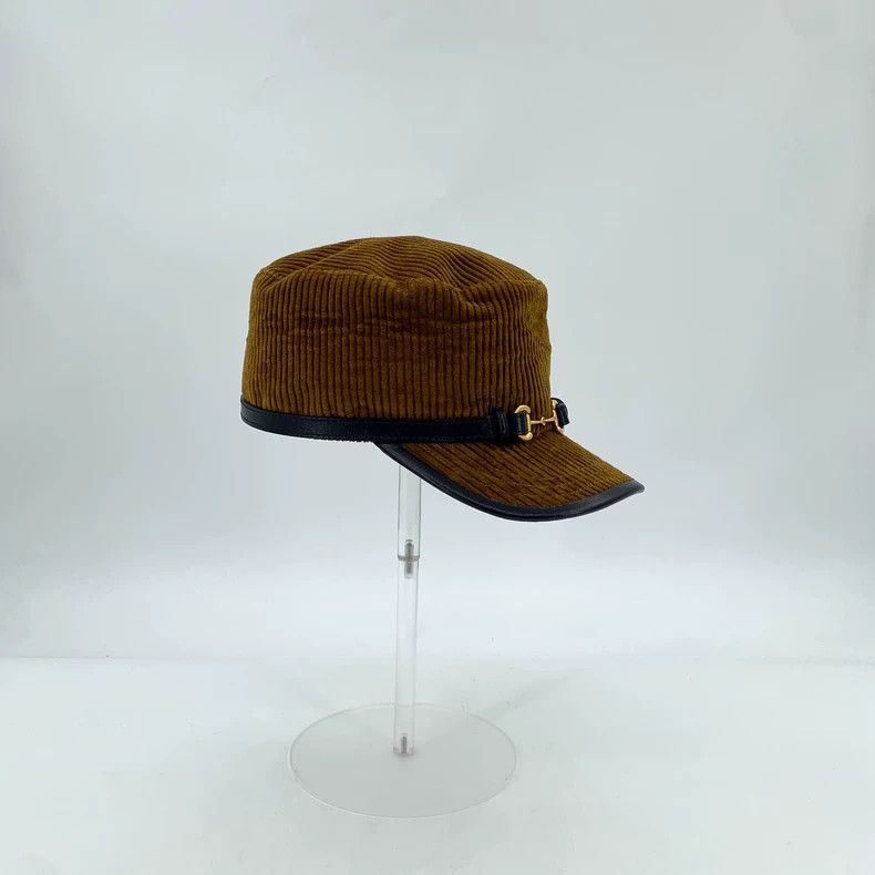 Gucci Gucci Dark brown cotton leather stitching horse buckle vel Size ONE SIZE - 2 Thumbnail