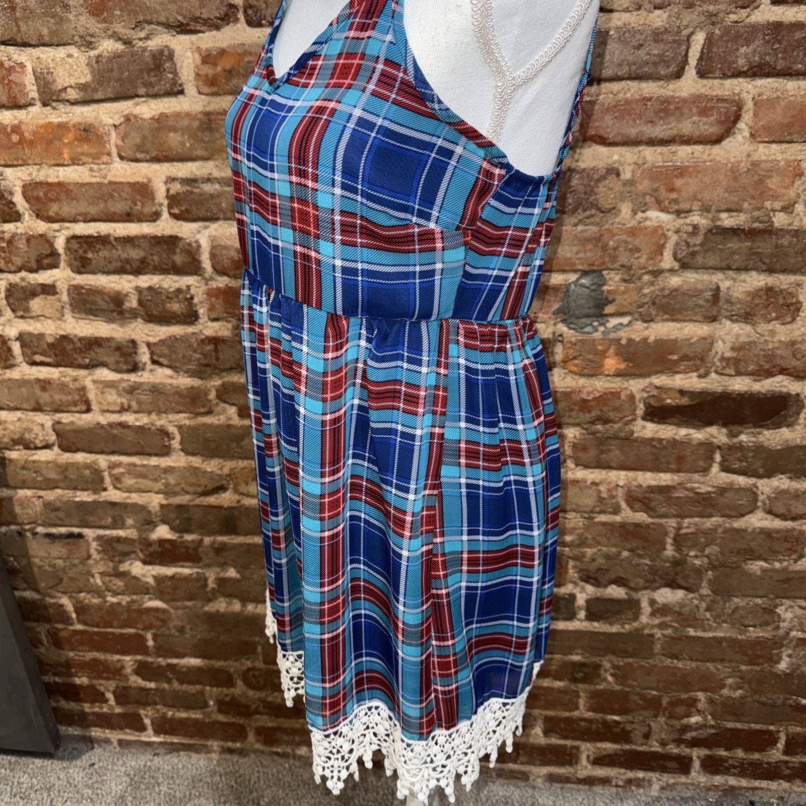 Other Women’s Plaid Y2K Vibe Dress Jewel Tone Lace Hem Detail Sz S Size S / US 4 / IT 40 - 3 Thumbnail