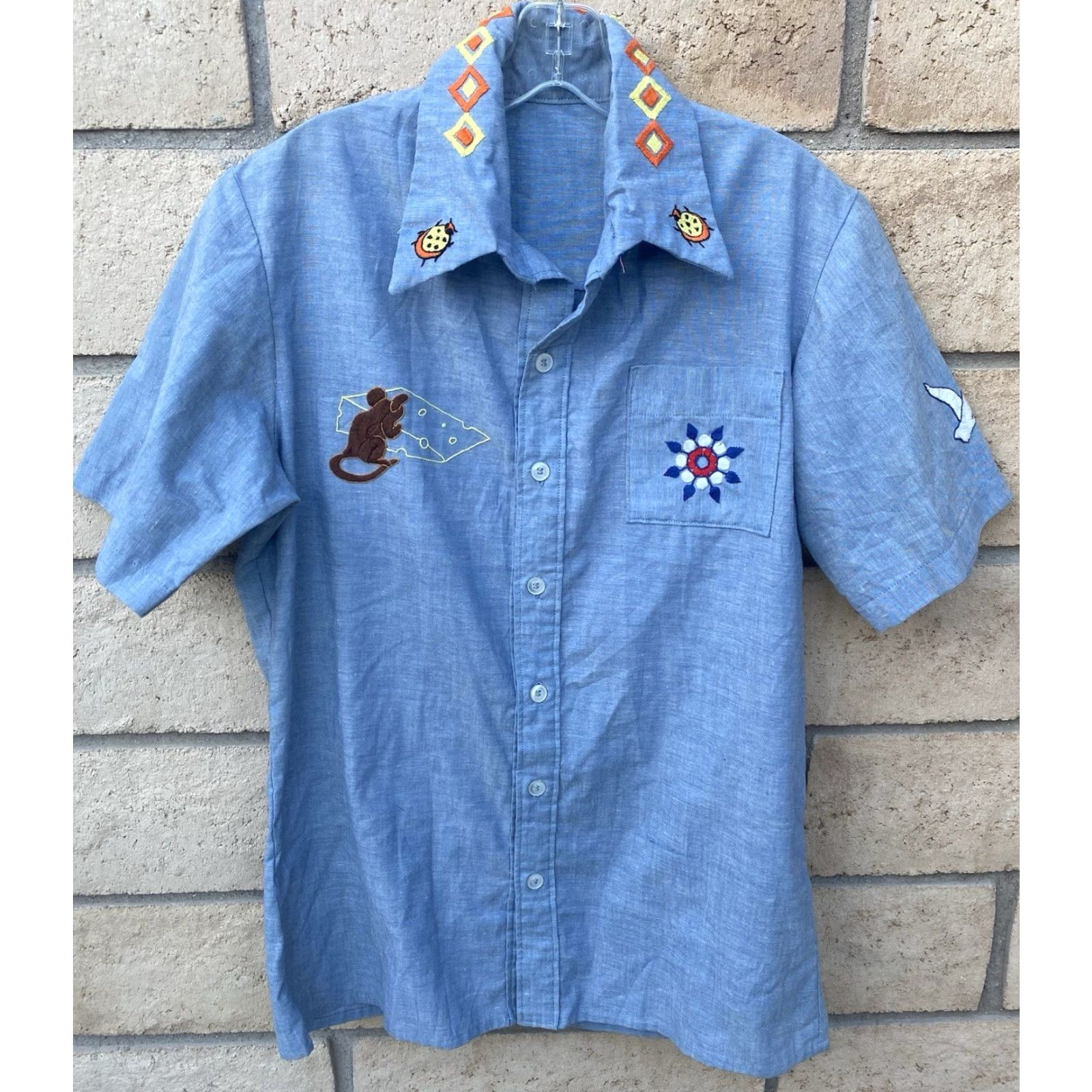 Vintage VINTAGE Western Embroidered Chambray Shirt Denim Look Western Palm Tree Mouse Etc Mens XL Blue Short Sleeve Button-Up Embroidered Accessories Size US XL / EU 56 / 4 - 6 Thumbnail