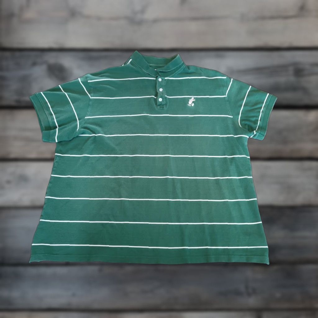 Disney Disney Mickey Mouse Polo Golf Shirt Green Striped Men's 2XL Embroidered Classic Activewear Size US XXL / EU 58 / 5 - 1 Thumbnail
