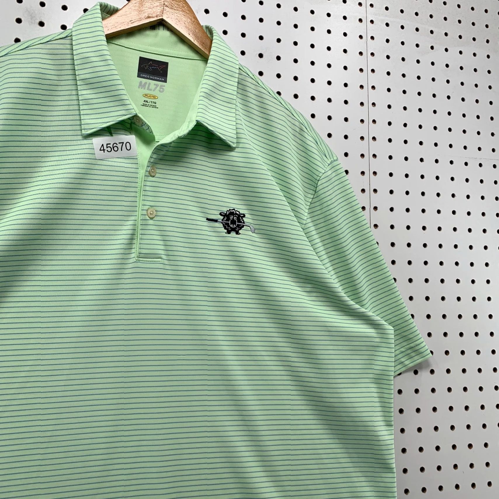 Vintage Greg Norman Black Sheep Golf Club Polo Shirt Mens 2XL Striped Mint Green Button Shirt Golf Polo Mens 2XL Green Striped Size US XXL / EU 58 / 5 - 3 Thumbnail