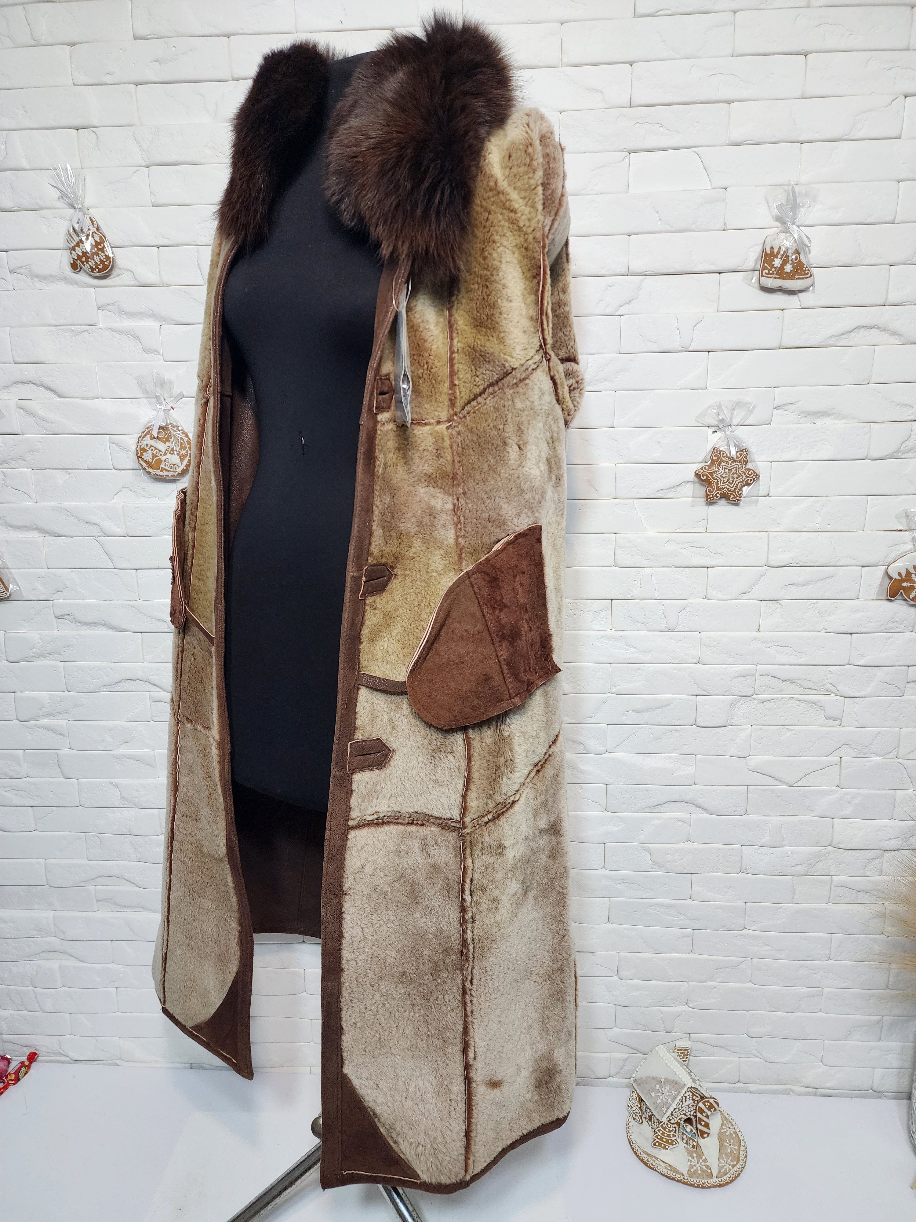 Furla Women's Brown Sheepskin Coat: Genuine Fur Collar Size L / US 10 / IT 46 - 10 Thumbnail
