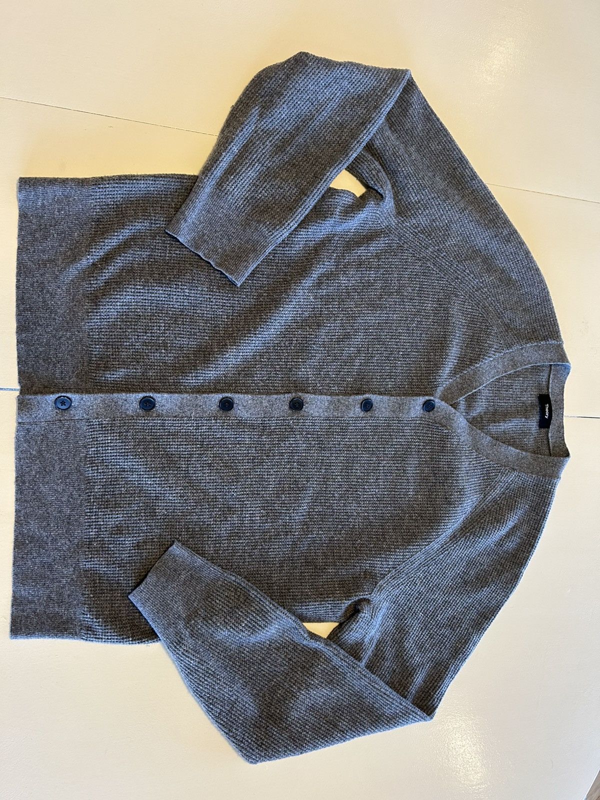 Theory Grey wool/ cashmere waffle cardigan Size US M / EU 48-50 / 2 - 1 Thumbnail