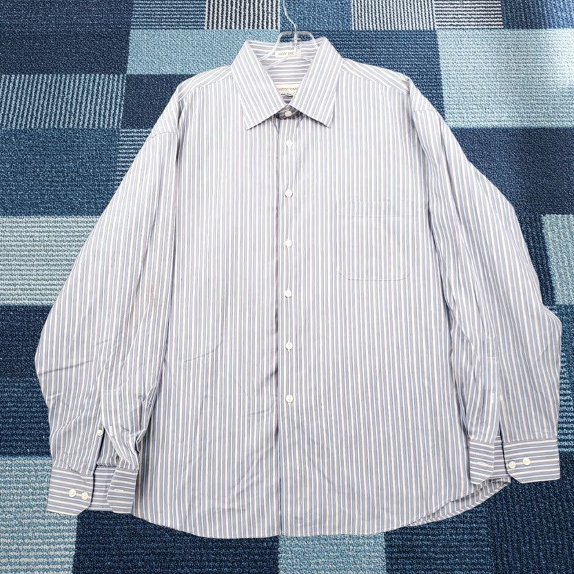 Pronto Uomo Pronto Uomo Button Up Shirt Mens XL Blue Striped Pocket Long Sleeves Non Iron Size US XL / EU 56 / 4 - 1 Thumbnail