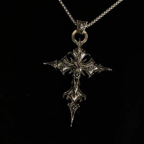 Jewelry Skeleton Cross Skull Necklace Gothic Chain Size ONE SIZE - 4 Thumbnail
